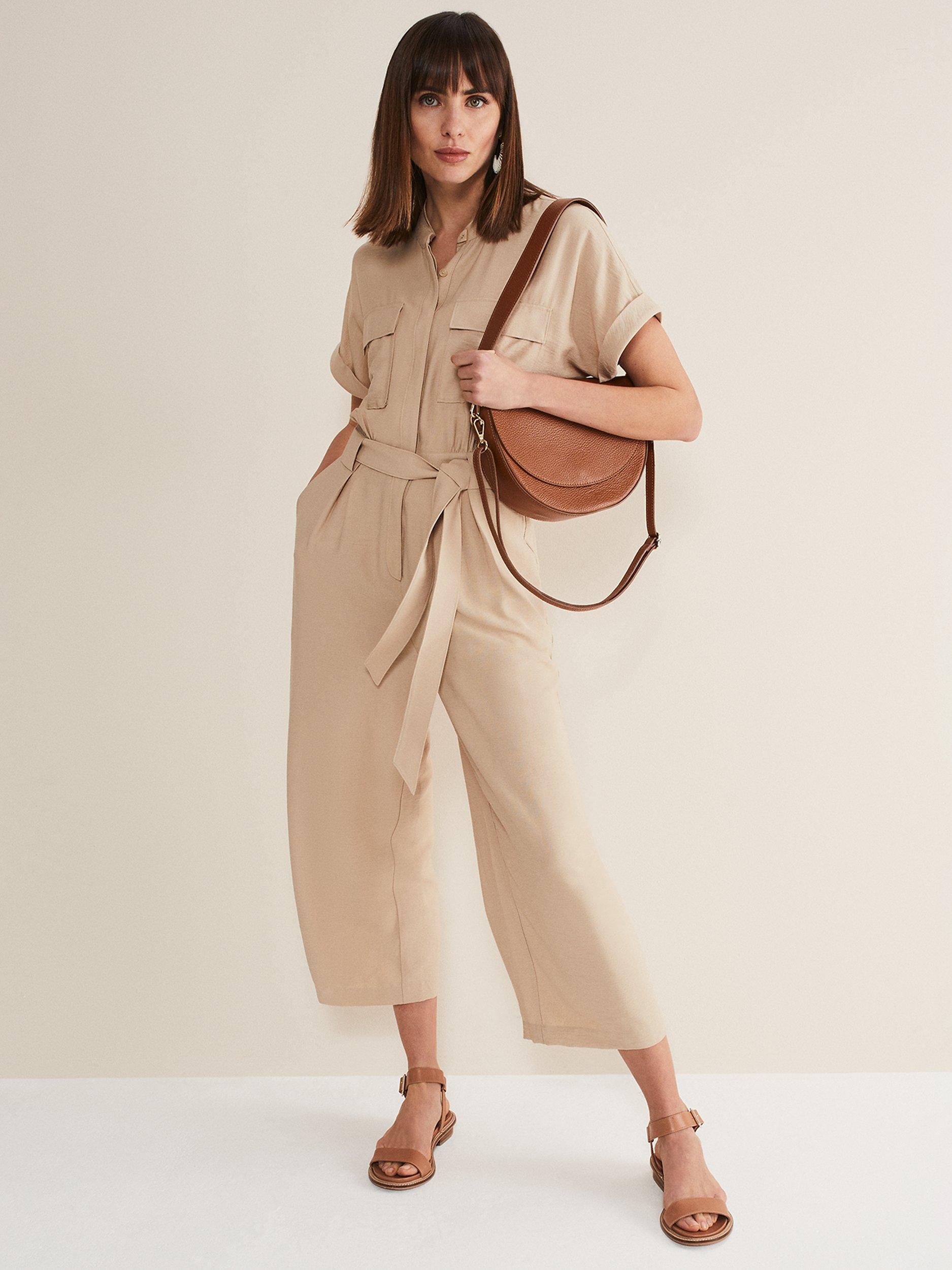 Phase Eight Lyla Belted Jumpsuit, Stone