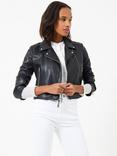 French Connection Etta Faux Leather Biker Jacket, Black