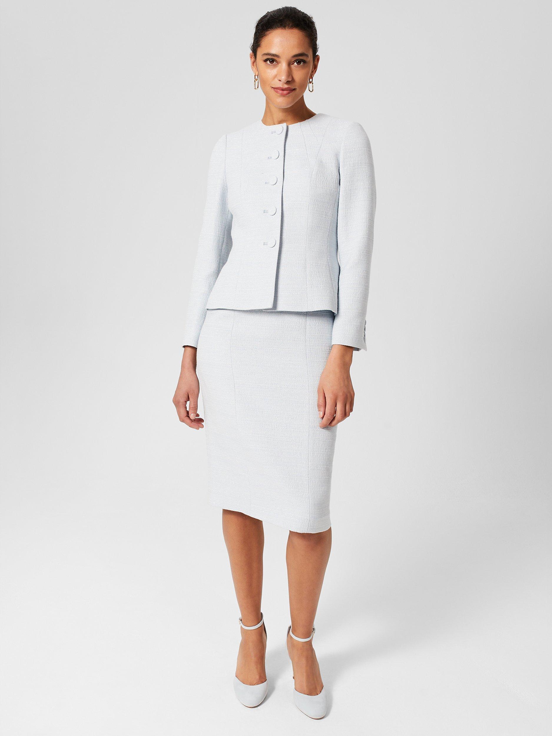 Hobbs Petite Layla Textured Blazer, Pale Blue