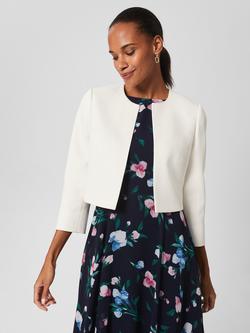 Hobbs Elize Textured Cropped Jacket, Ivory