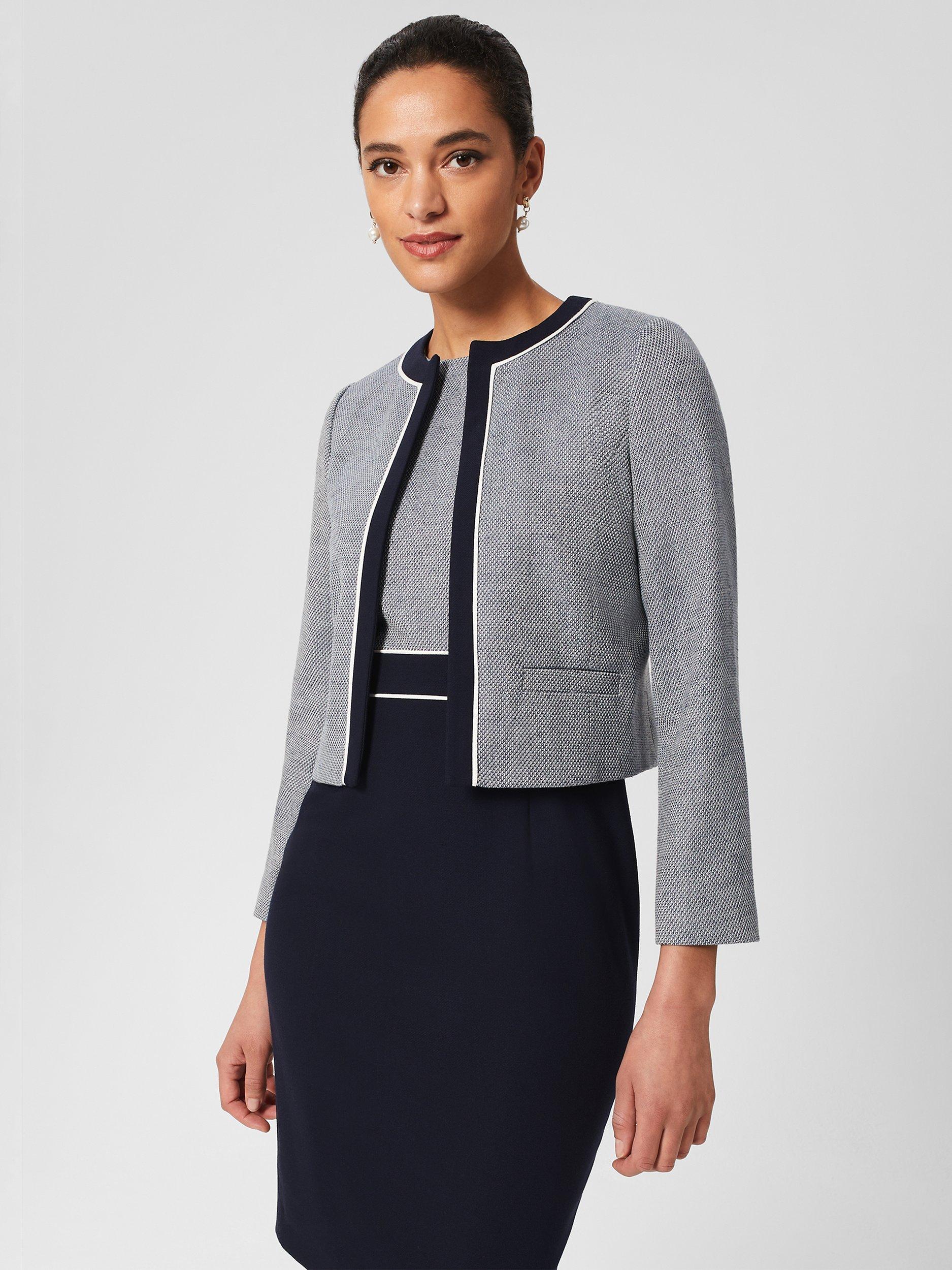Product image 1 of 7, which shows Hobbs Steph Tweed Jacket, Navy/Multi, 22