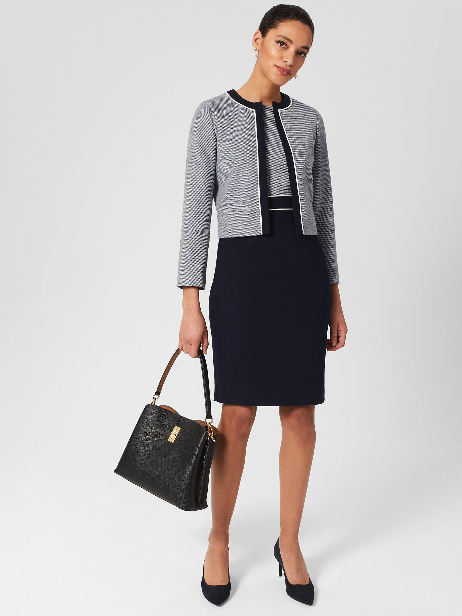 Product image 5 of 7, which shows Hobbs Steph Tweed Jacket, Navy/Multi, 22