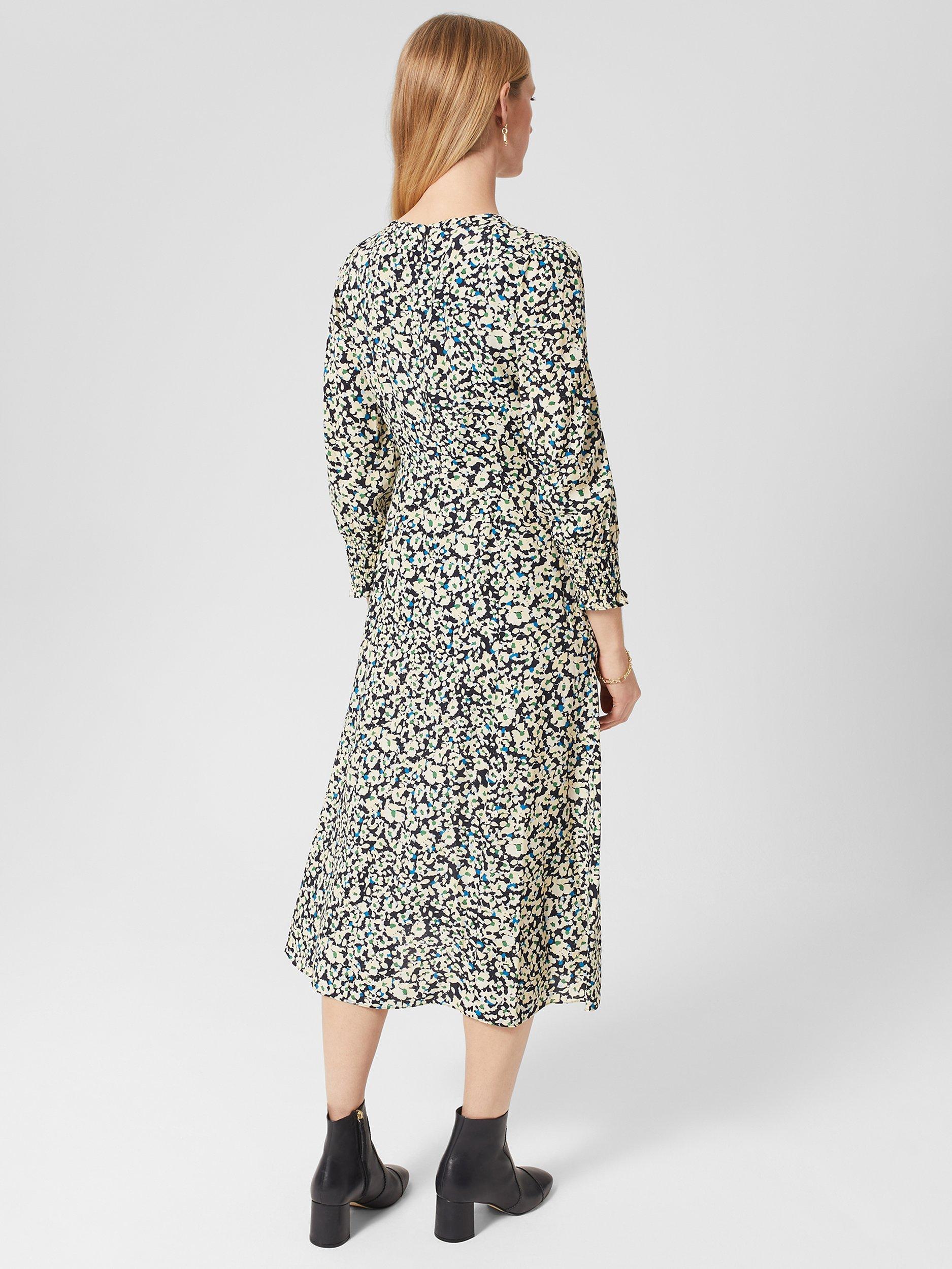 Product image 2 of 5, which shows Hobbs Renata Floral Midi Tea Dress, Multi, 6