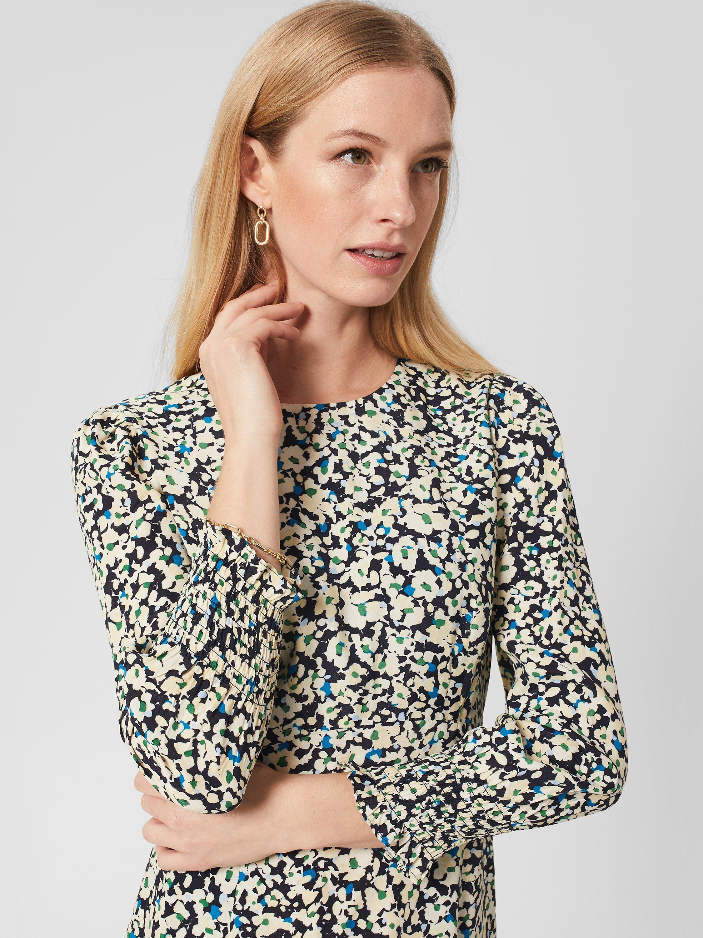 Product image 3 of 5, which shows Hobbs Renata Floral Midi Tea Dress, Multi, 6