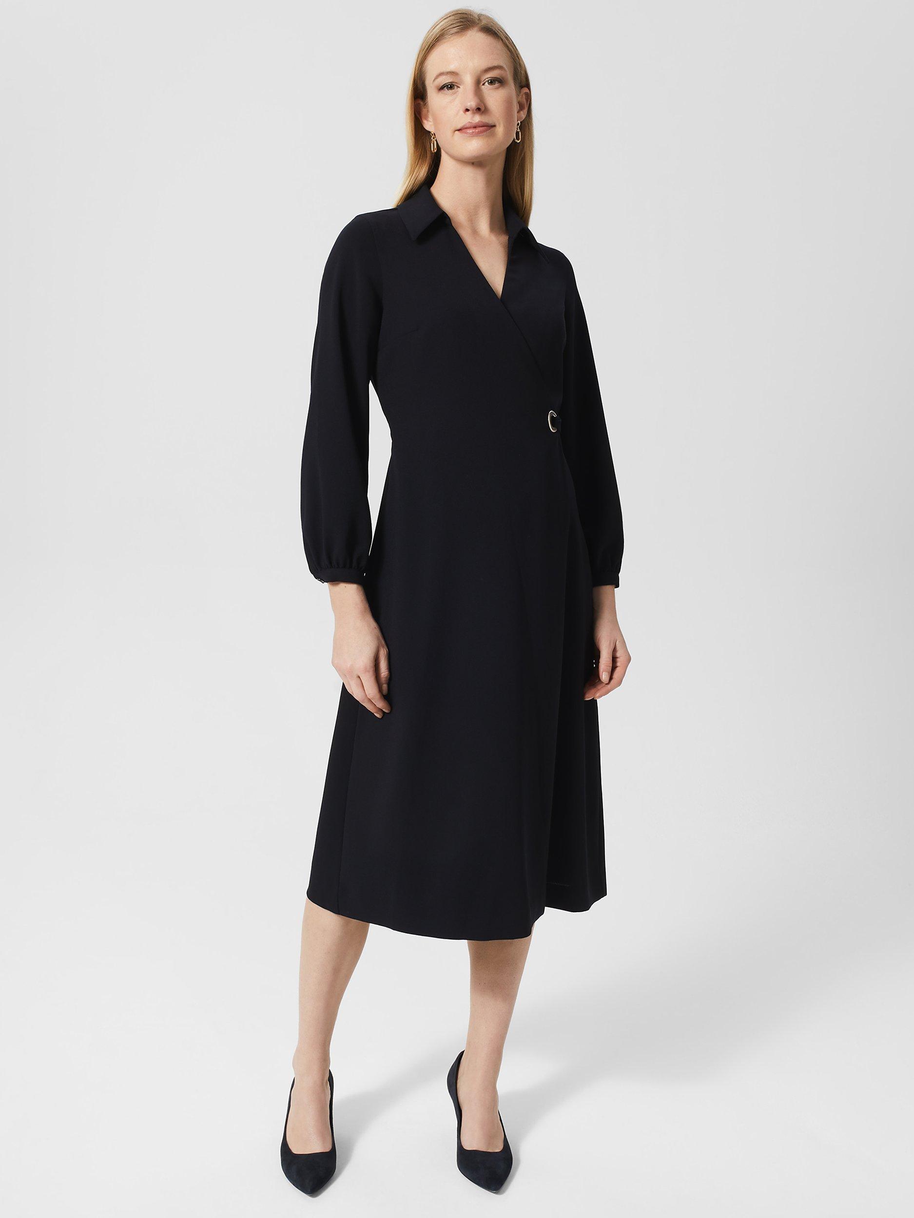 Hobbs Mona Wrap Midi Dress, Navy