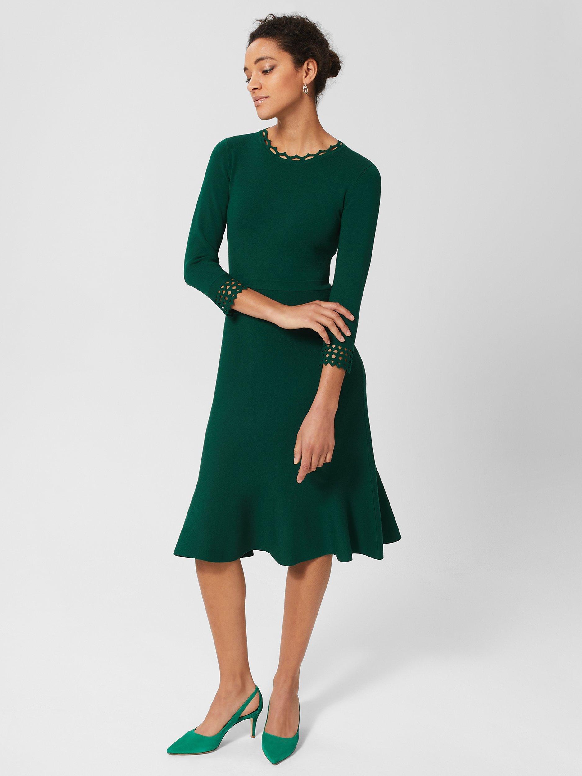 Hobbs Erin Knit Dress, Evergreen