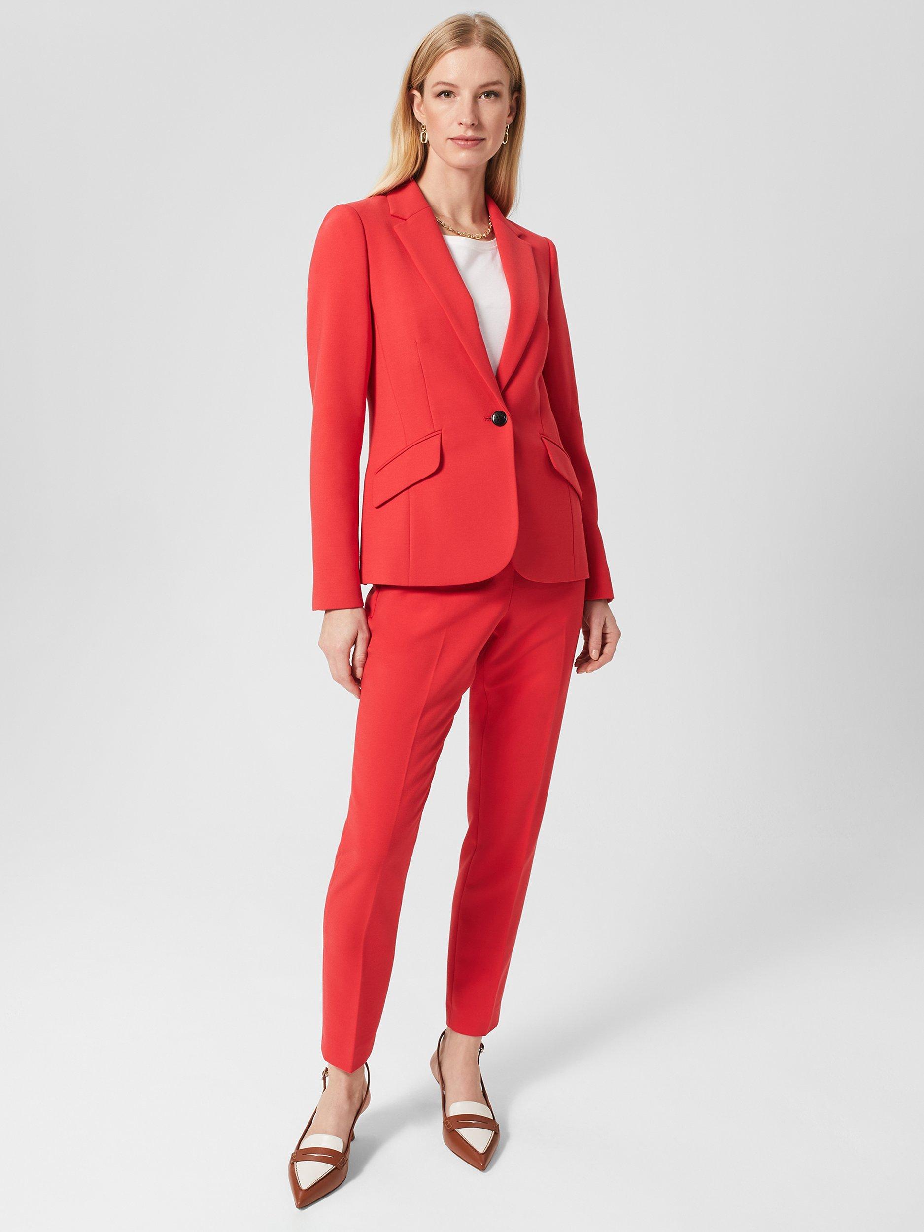 Hobbs Suki Single Breasted Blazer, Flame Red