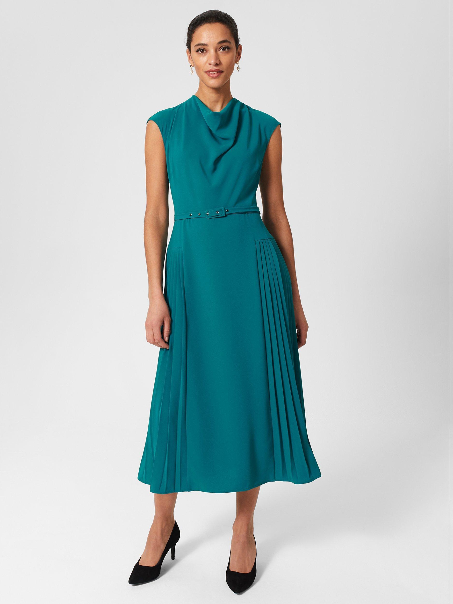 Hobbs Sierra Cowl Neck Midi Dress, Lagoon Green