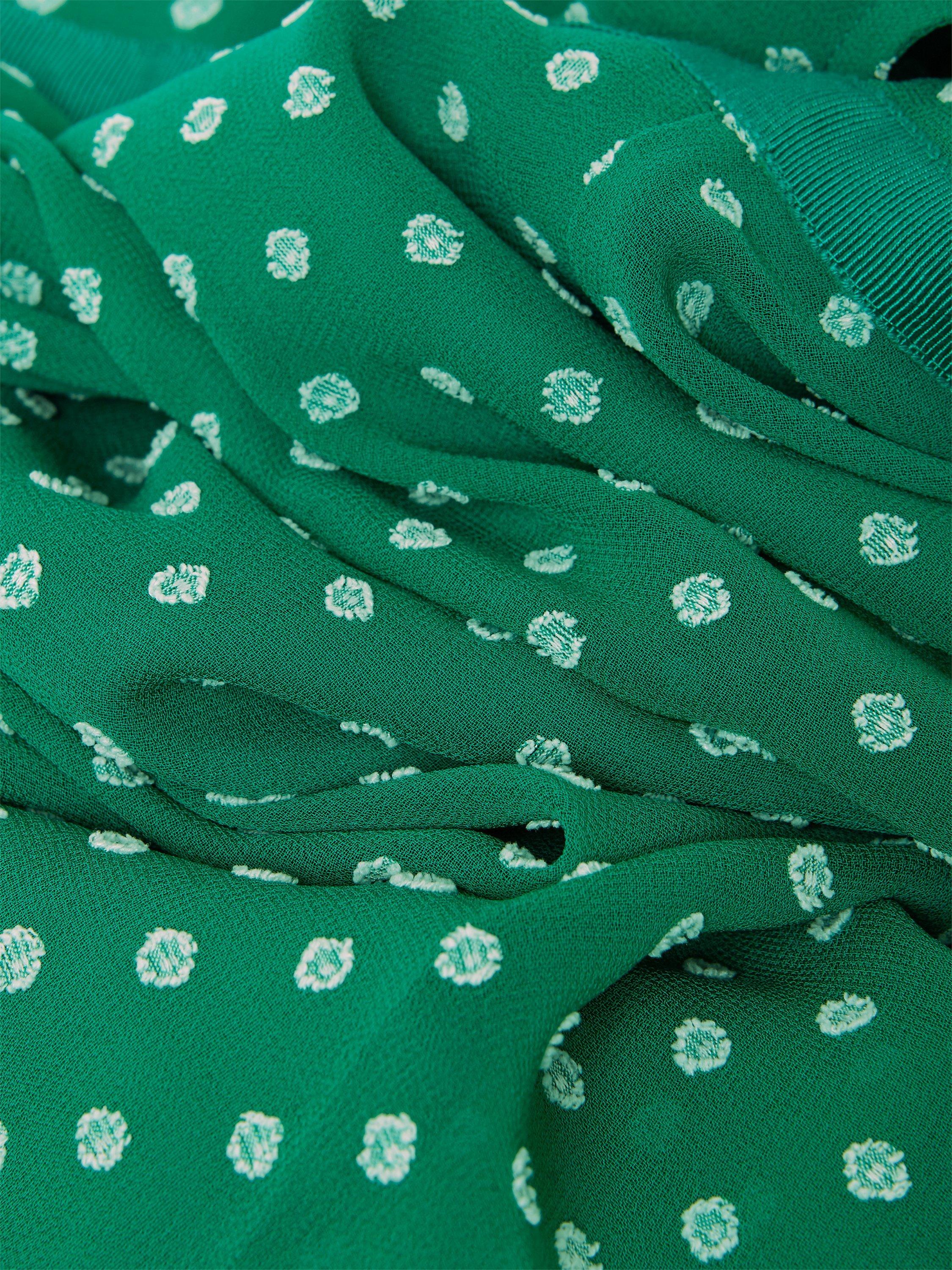 Product image 2 of 7, which shows Hobbs Della Polka Dot Dress, Green/Ivory, 22