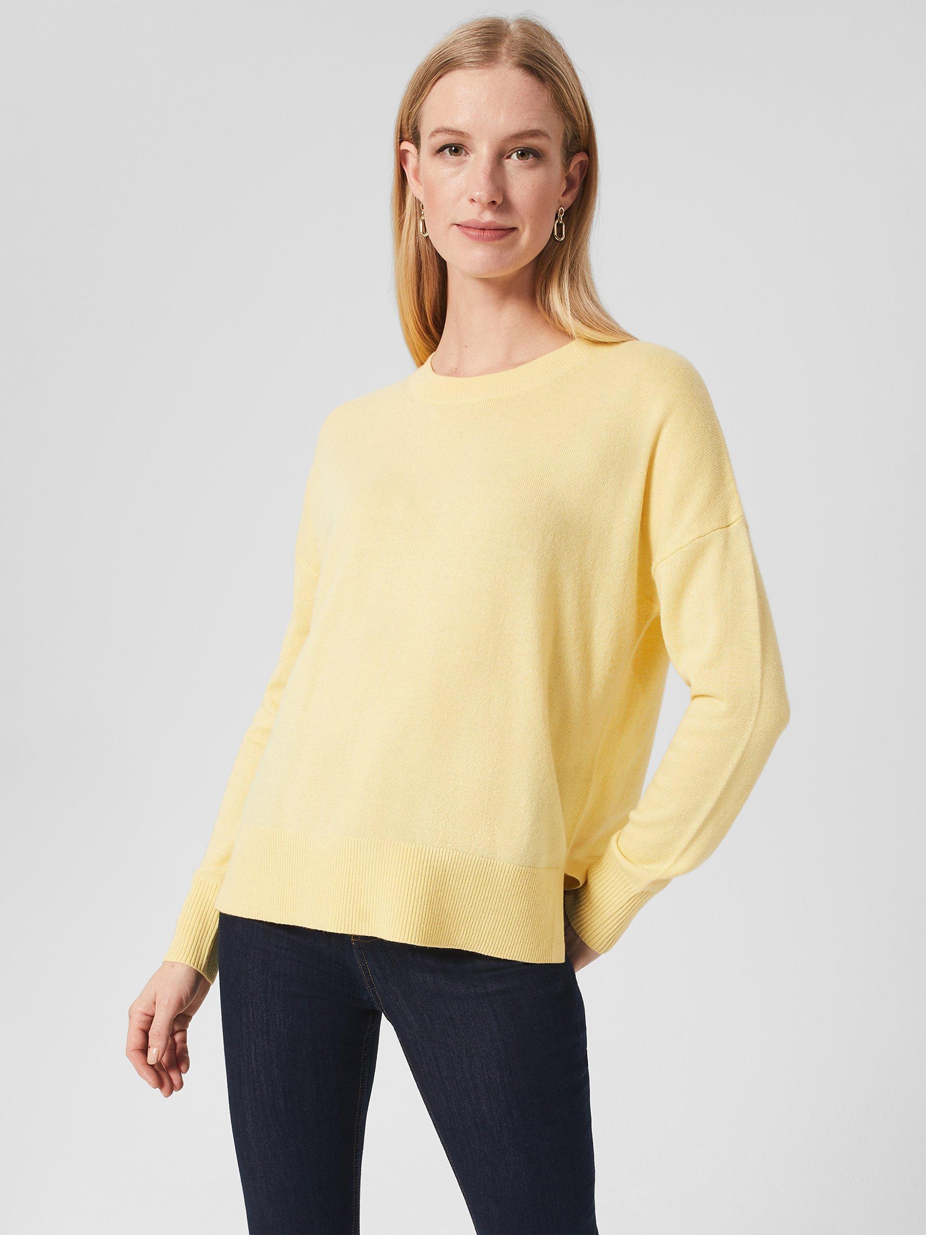 Hobbs Lydia Button Back Jumper, Lemon Zest