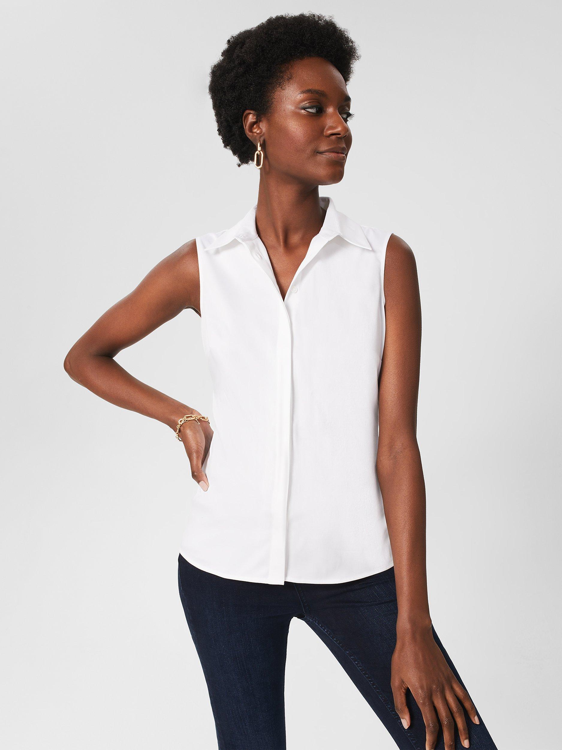 Product image 1 of 4, which shows Hobbs Vic Sleeveless Shirt, White, 20