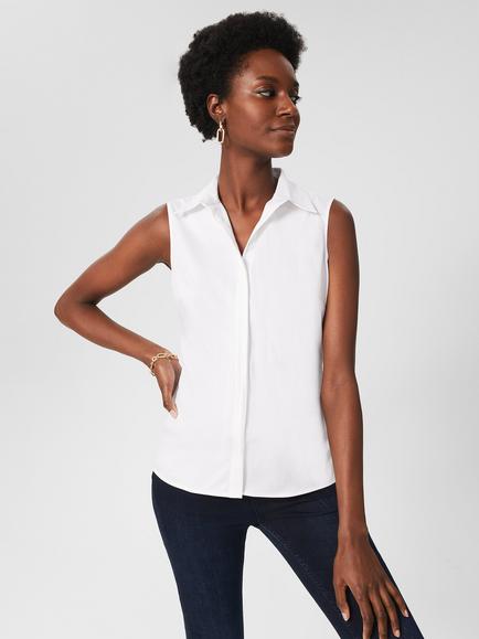 Hobbs Vic Sleeveless Shirt, White, White