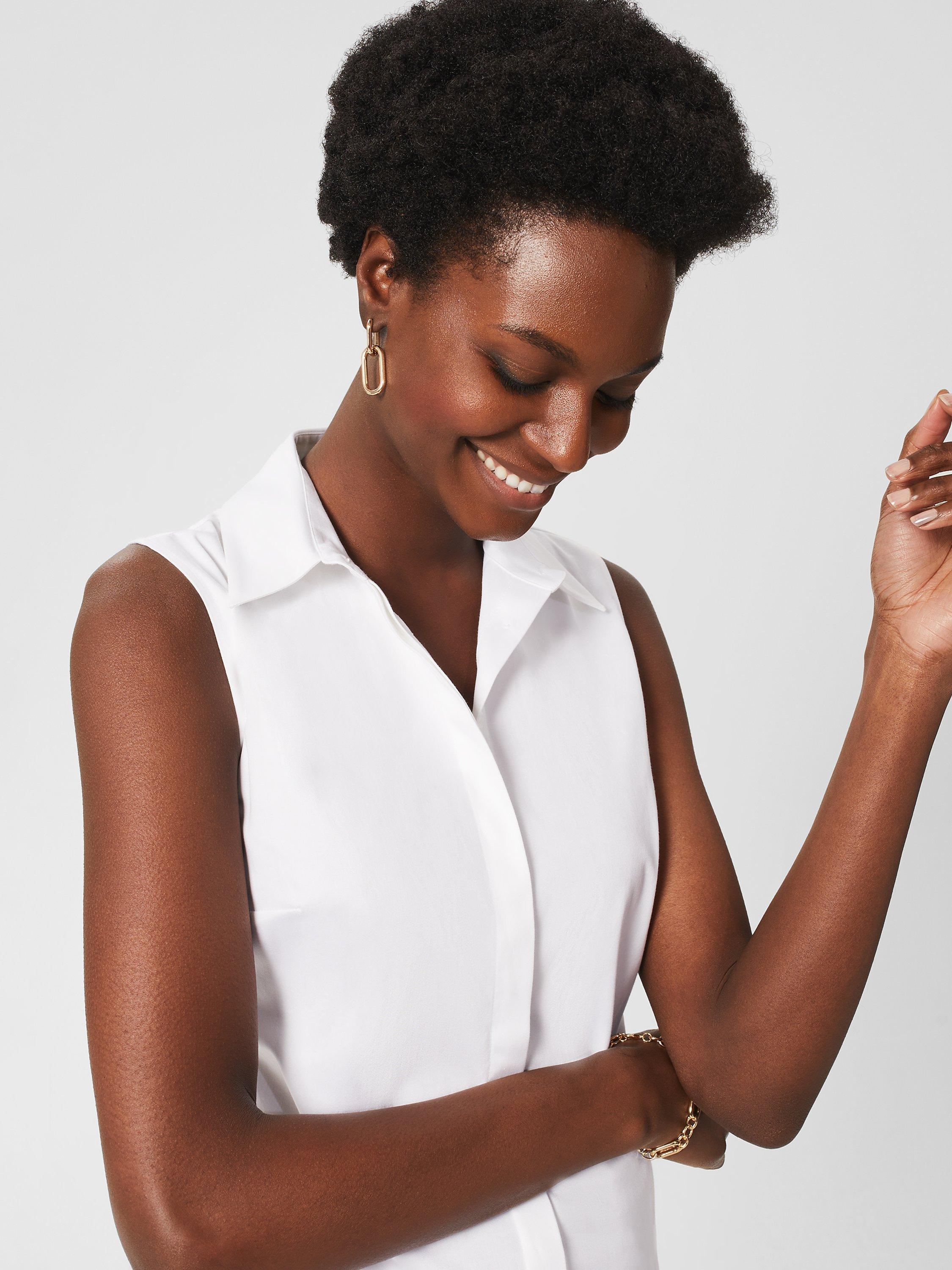 Product image 3 of 4, which shows Hobbs Vic Sleeveless Shirt, White, 20