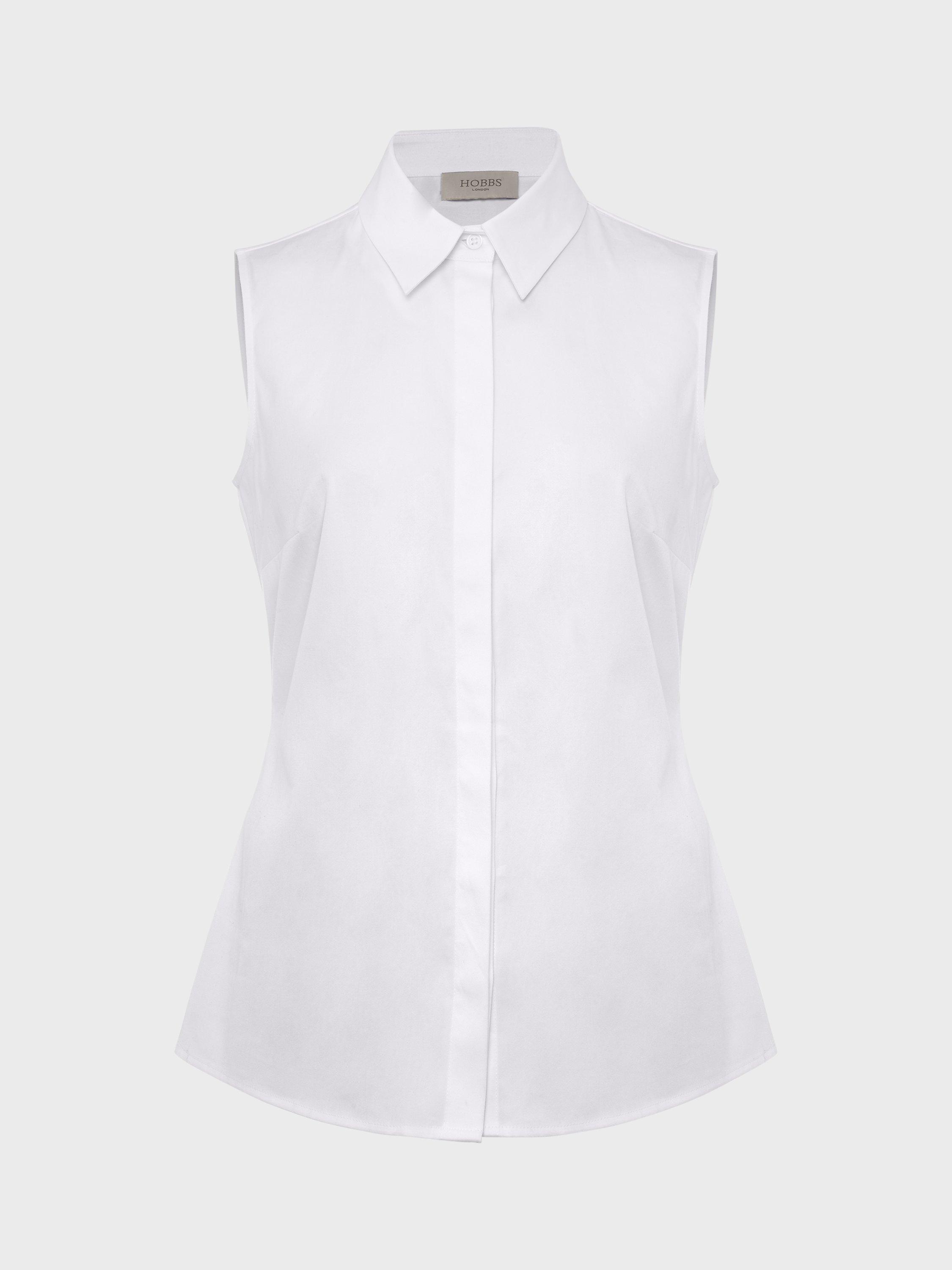 Product image 4 of 4, which shows Hobbs Vic Sleeveless Shirt, White, 20