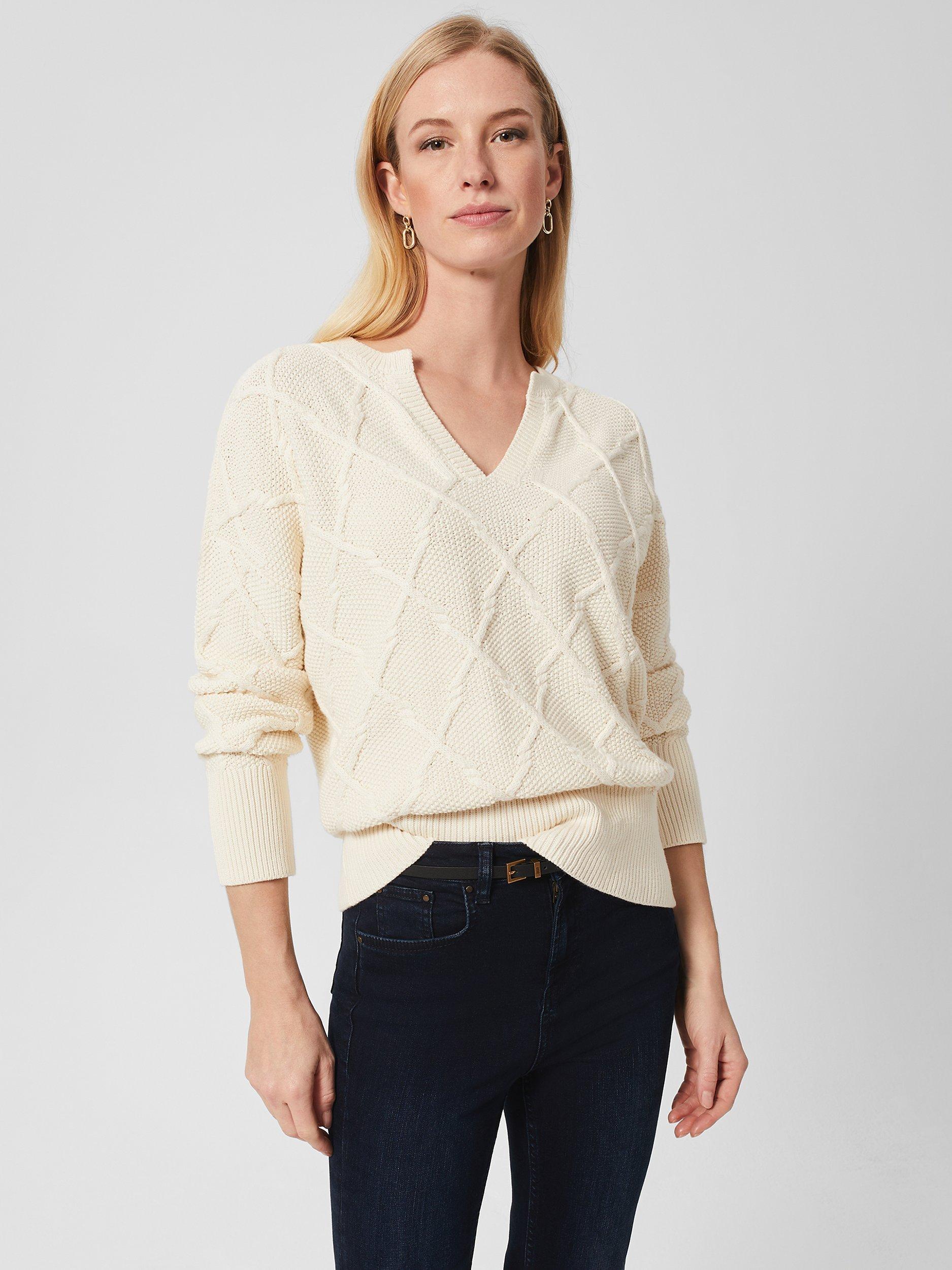 Hobbs Cianna Cotton Jumper, Ivory