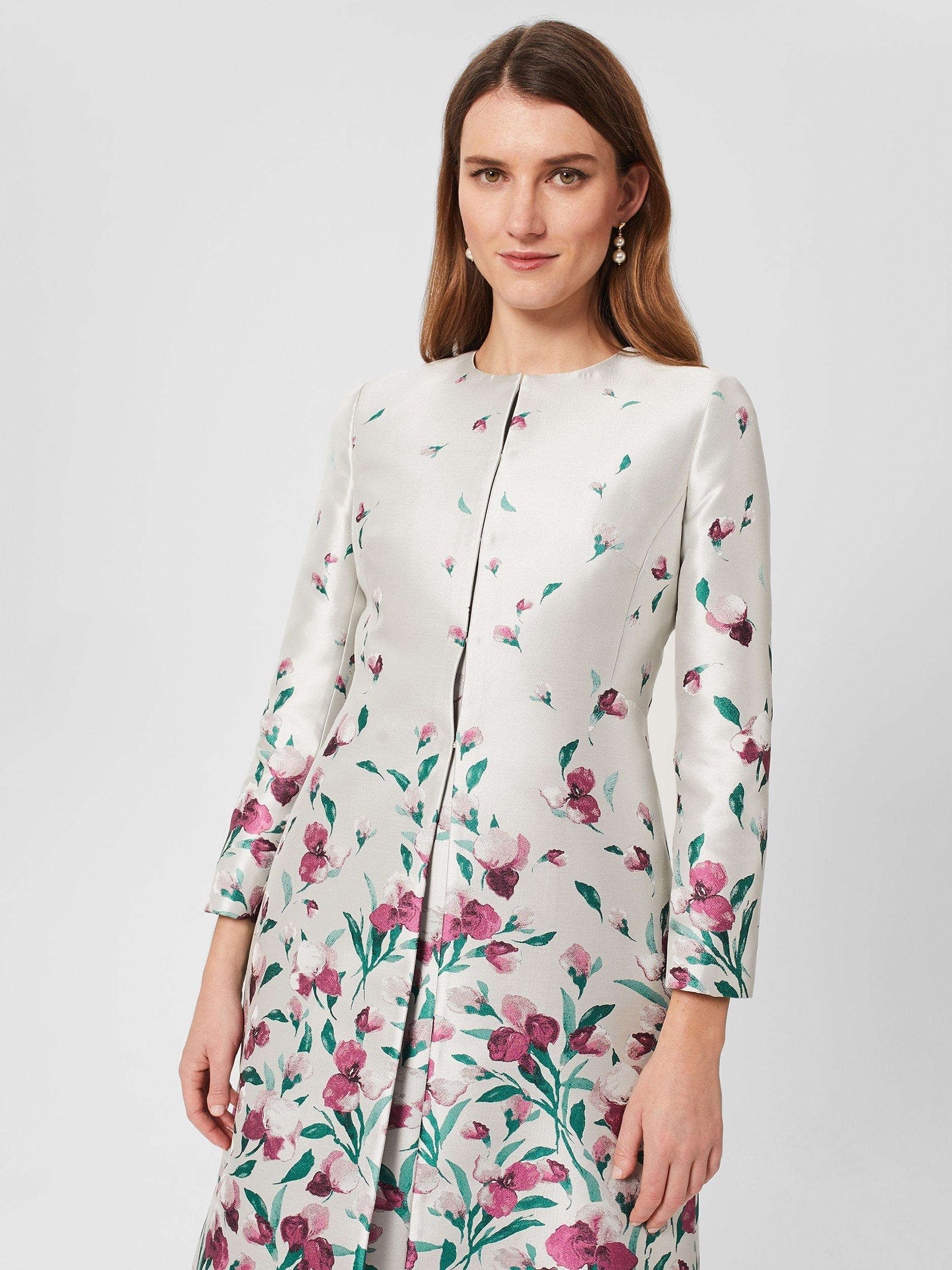 Hobbs Gwen Jacquard Coat Oyster Multi