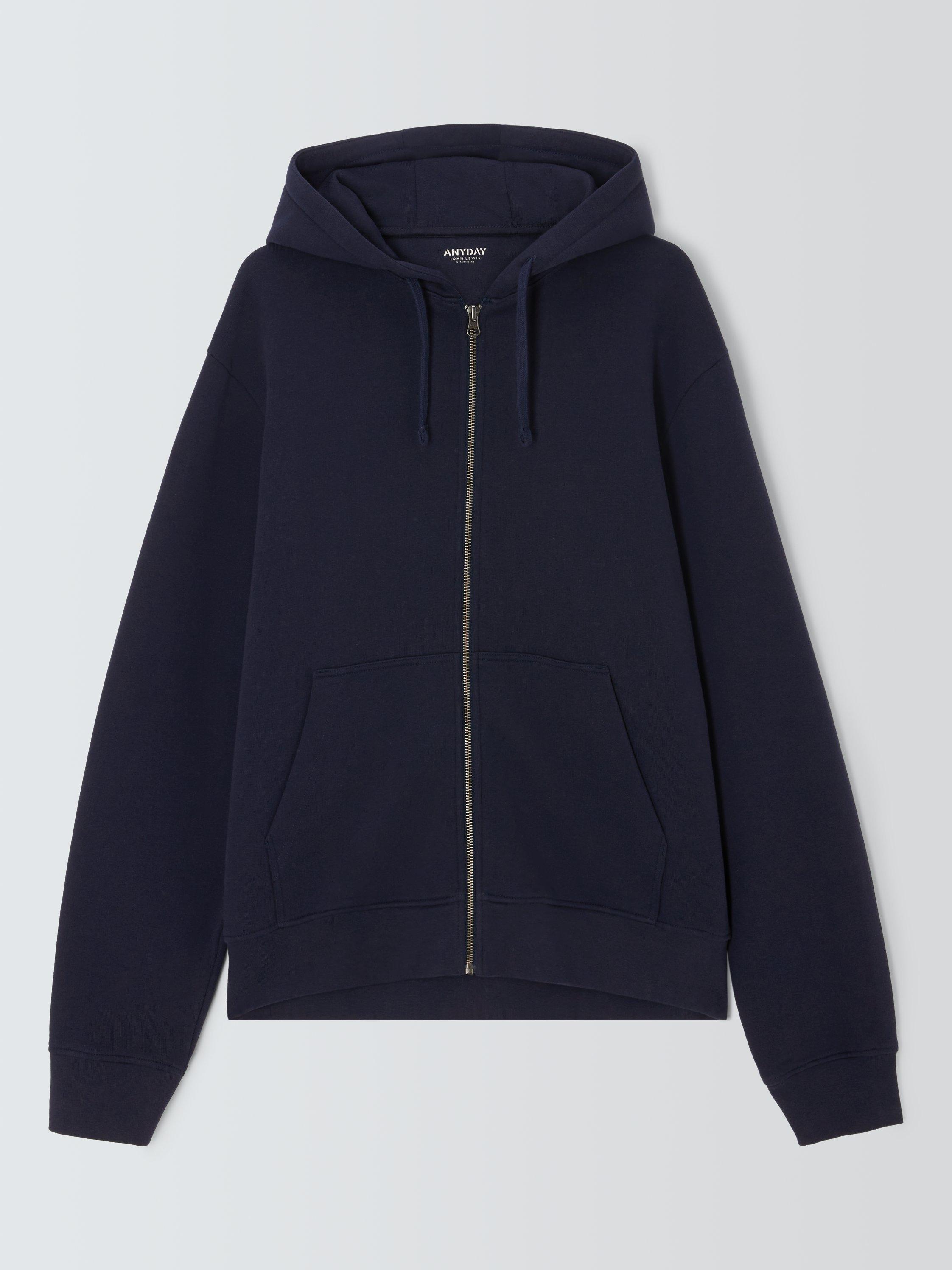 John Lewis ANYDAY Cotton Zip Through Hoodie Baritone Blue