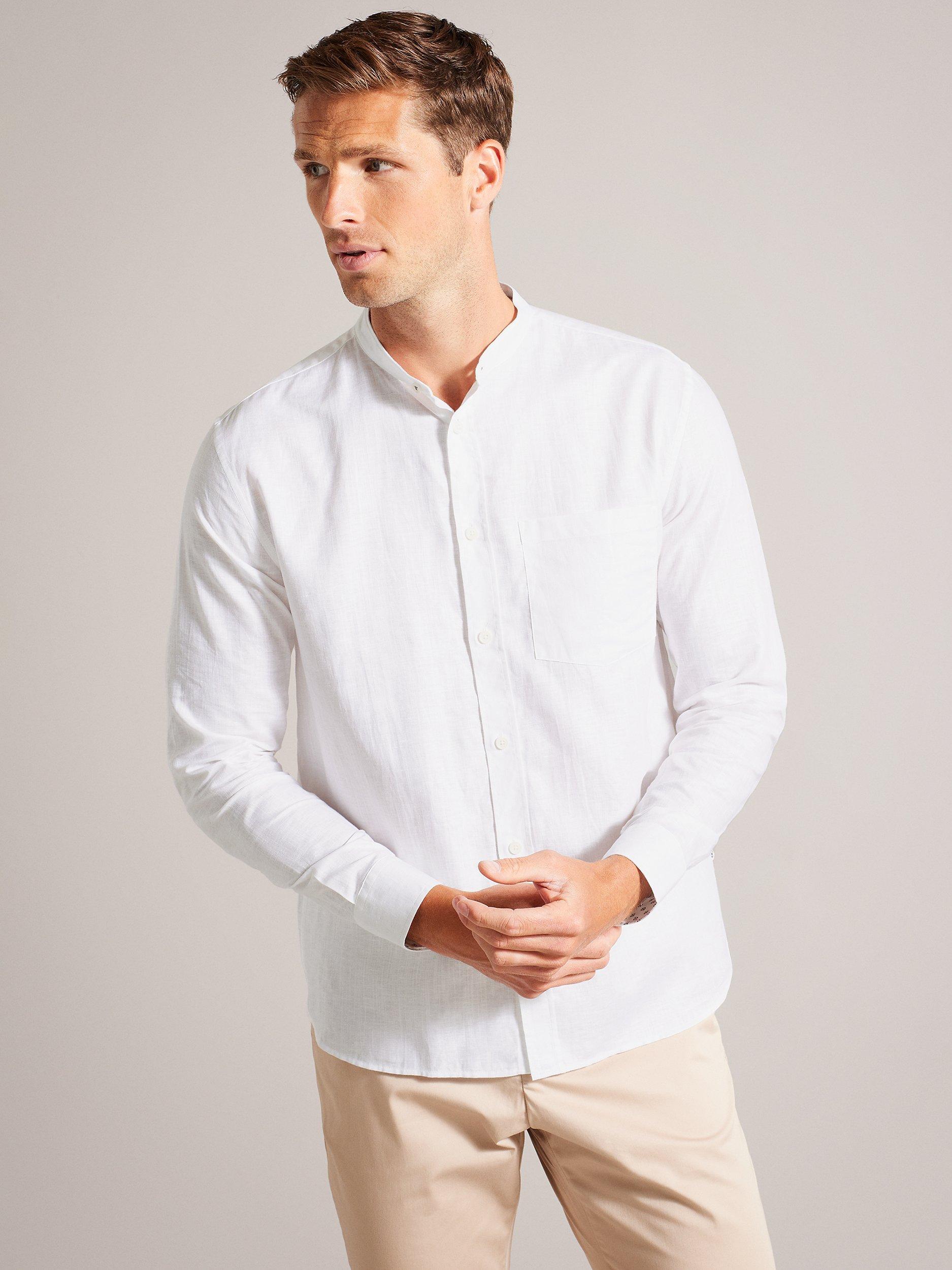 Ted Baker Granan Long Sleeve Linen Shirt, White