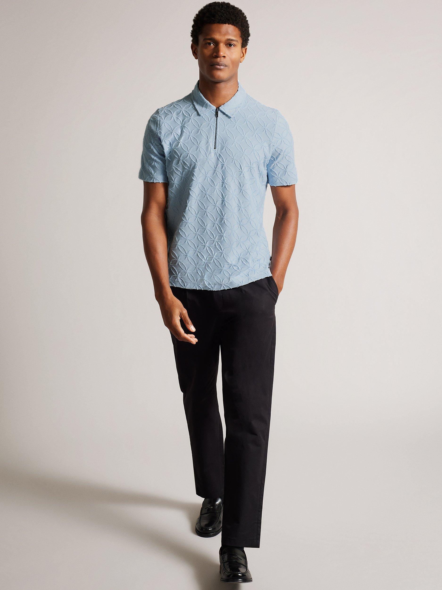 Ted Baker Maroc Textured Polo Shirt, Pastel Blue