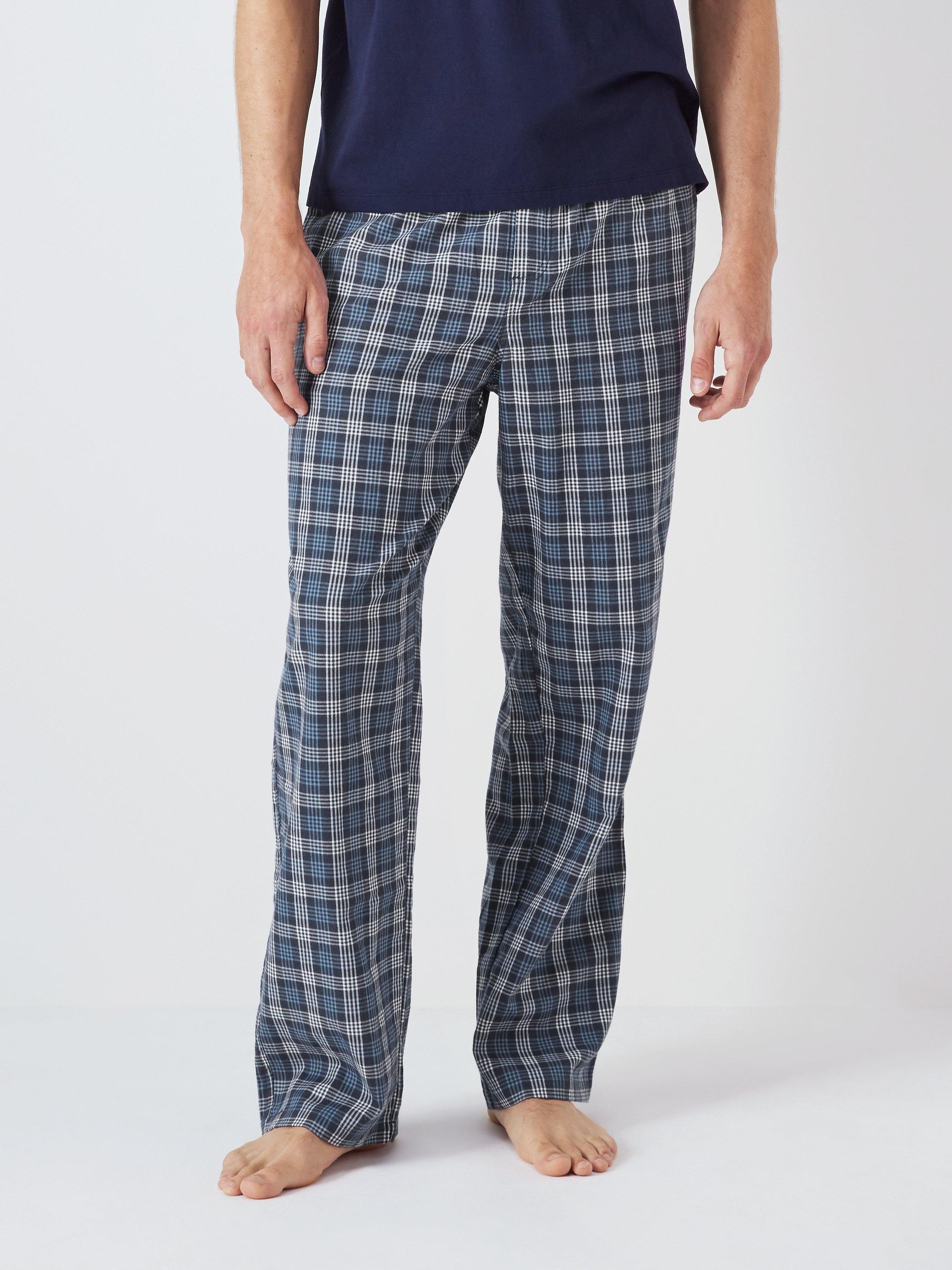John Lewis Organic Cotton Check Pyjama Bottoms, Blue Check