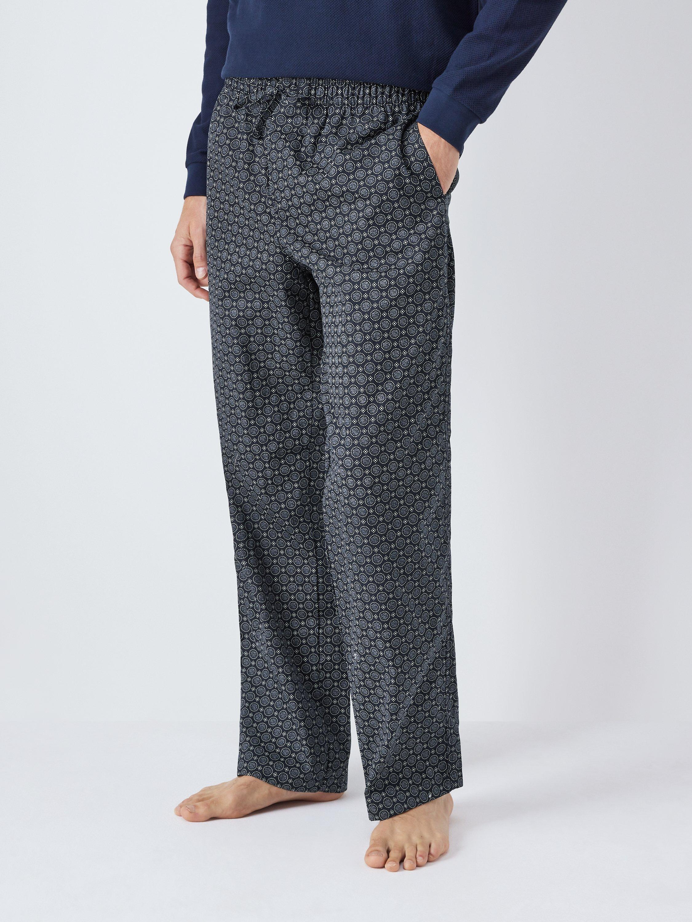 John Lewis Organic Cotton Geo Print Pyjama Bottoms, Blue Geo