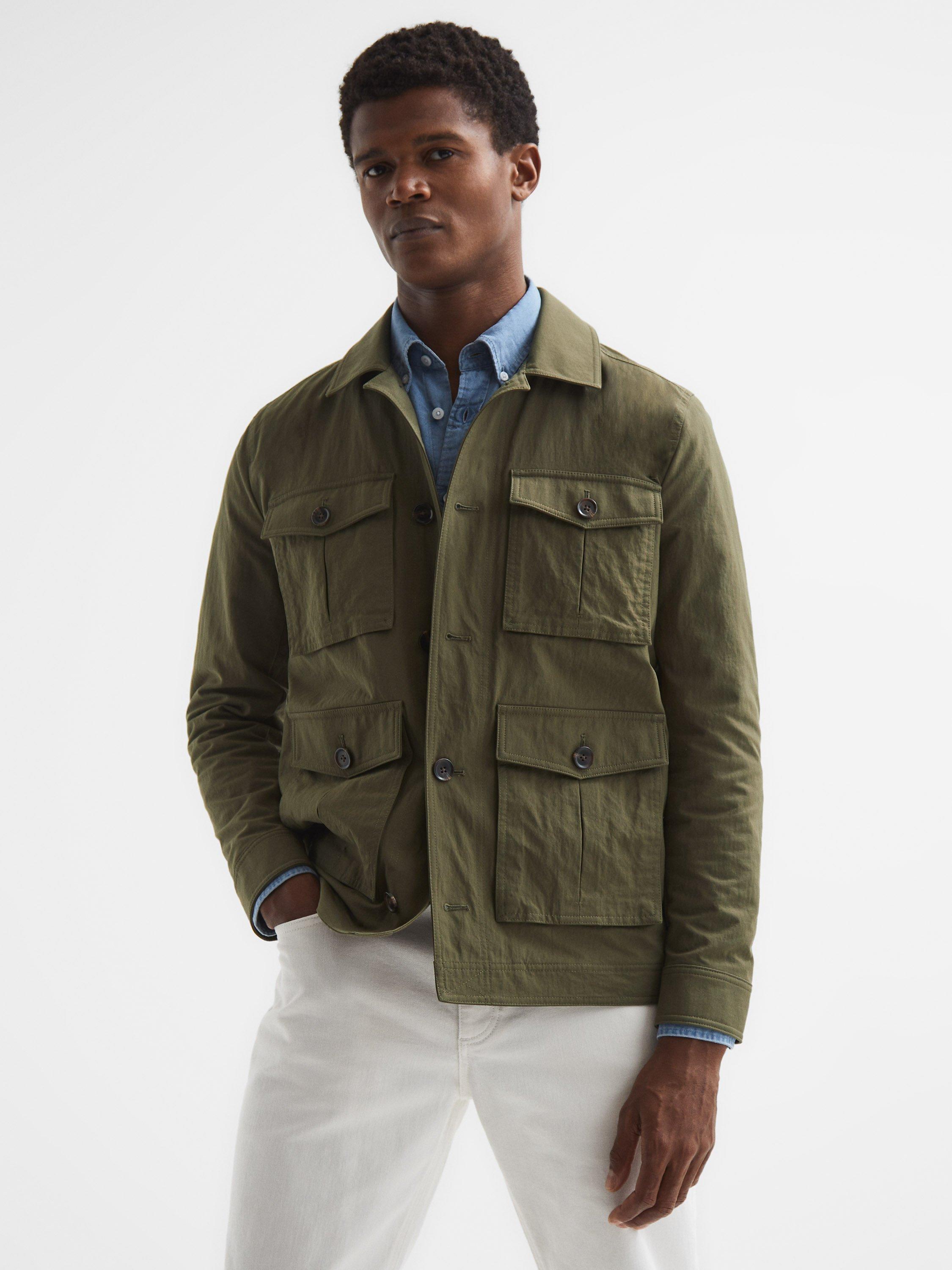 Reiss Hawke Four Pocket Field Jacket, Navy, Khaki