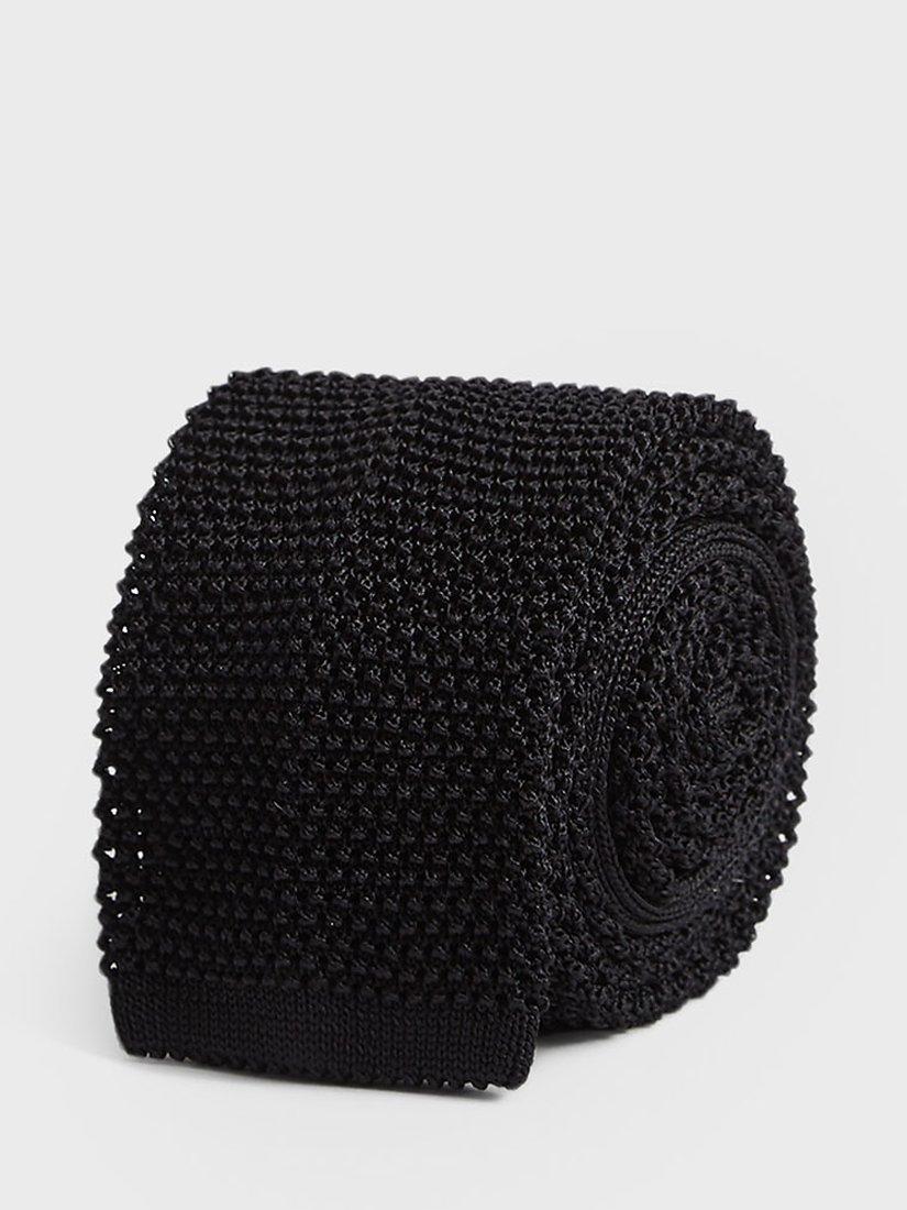Reiss Bank Knitted Silk Tie, Black