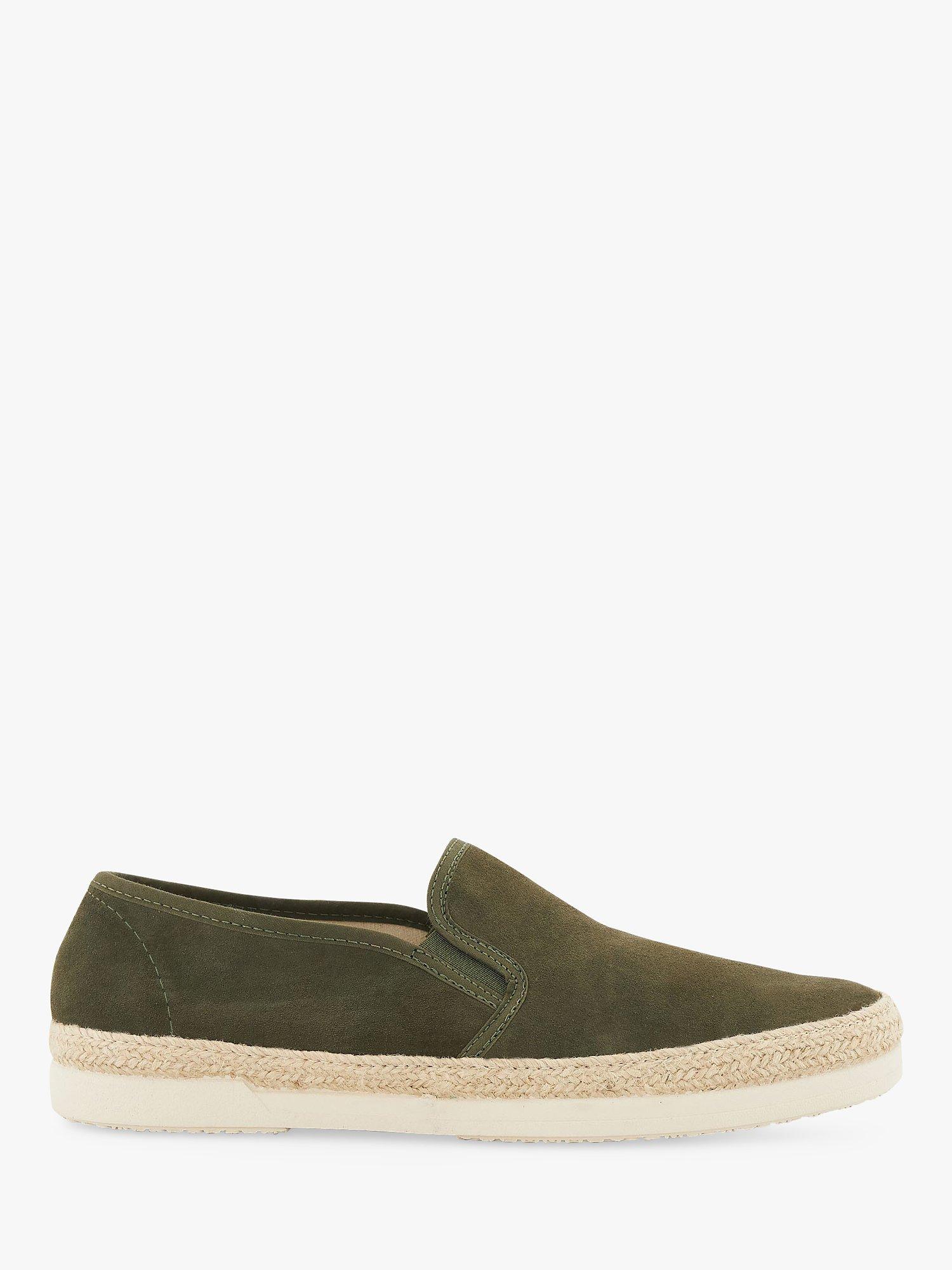 Dune Fall Suede Woven Detail Espadrille Shoes, Khaki, 6