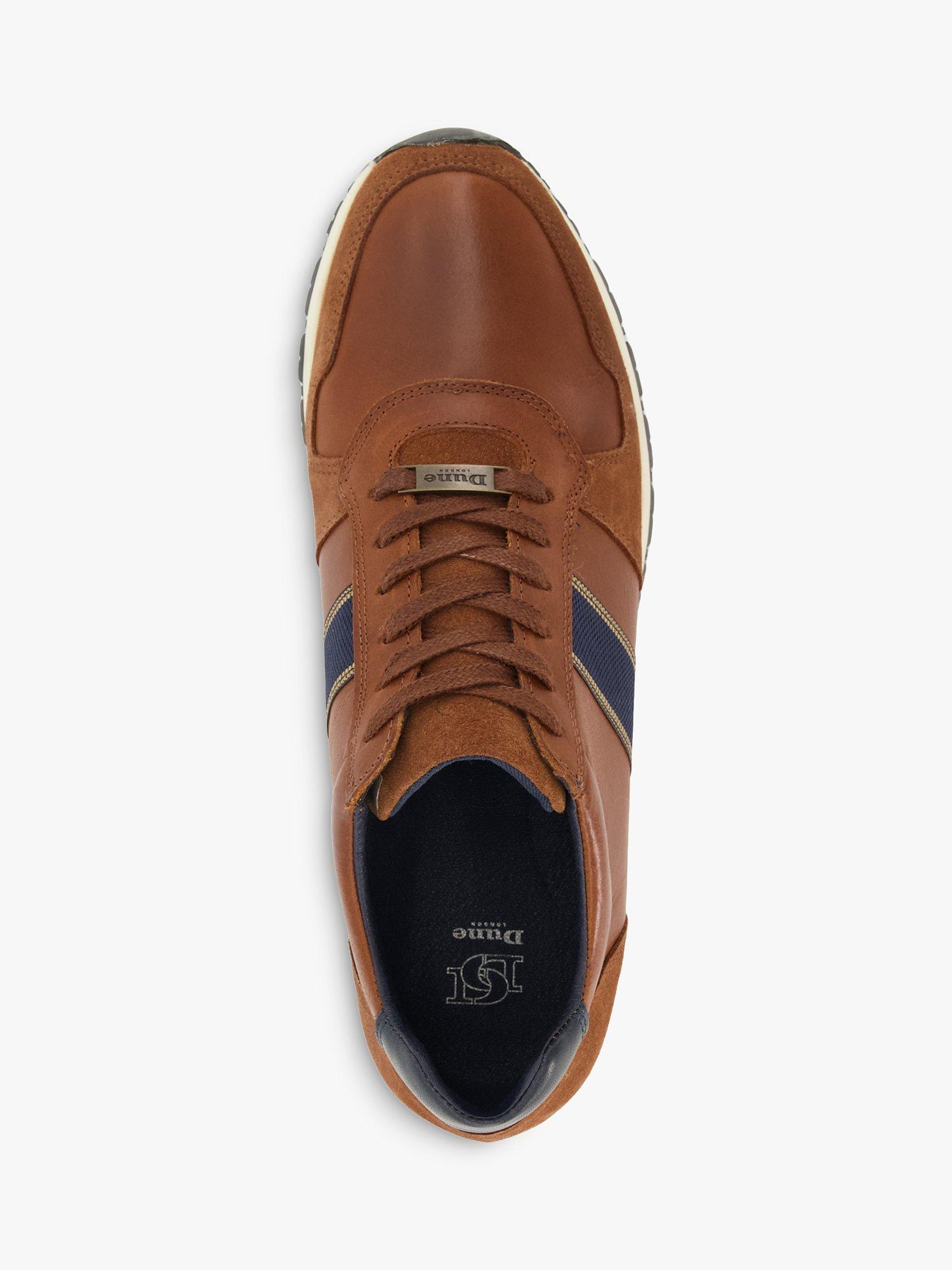 Product image 3 of 4, which shows Dune London Treck Leather Stripe Webbing Lace Up Trainers, Dark Tan-leather, 6