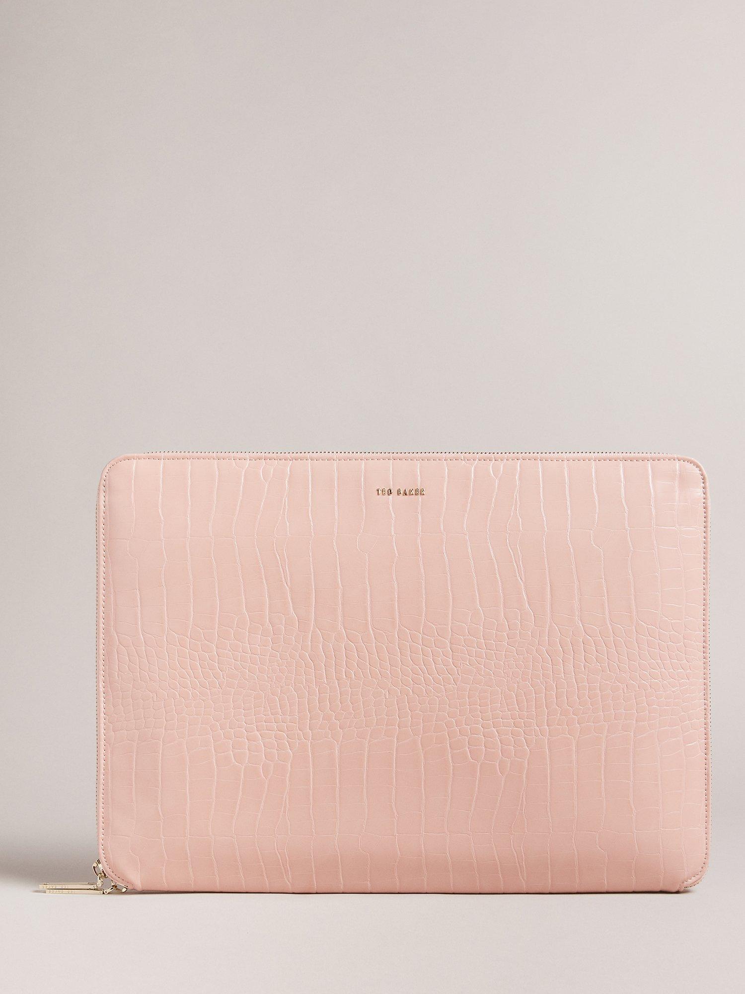 Ted Baker Stelia Imitation Croc 15' Laptop Pouch, Pink, One Size