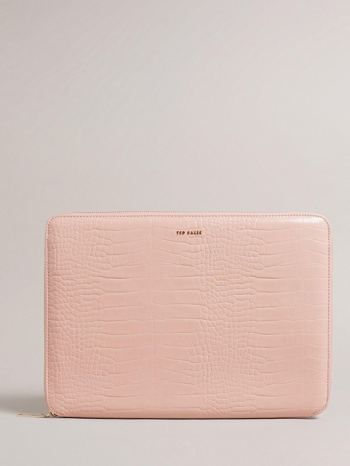 Ted Baker Steliaa Imitation Croc 13' Laptop Pouch, Pale Pink