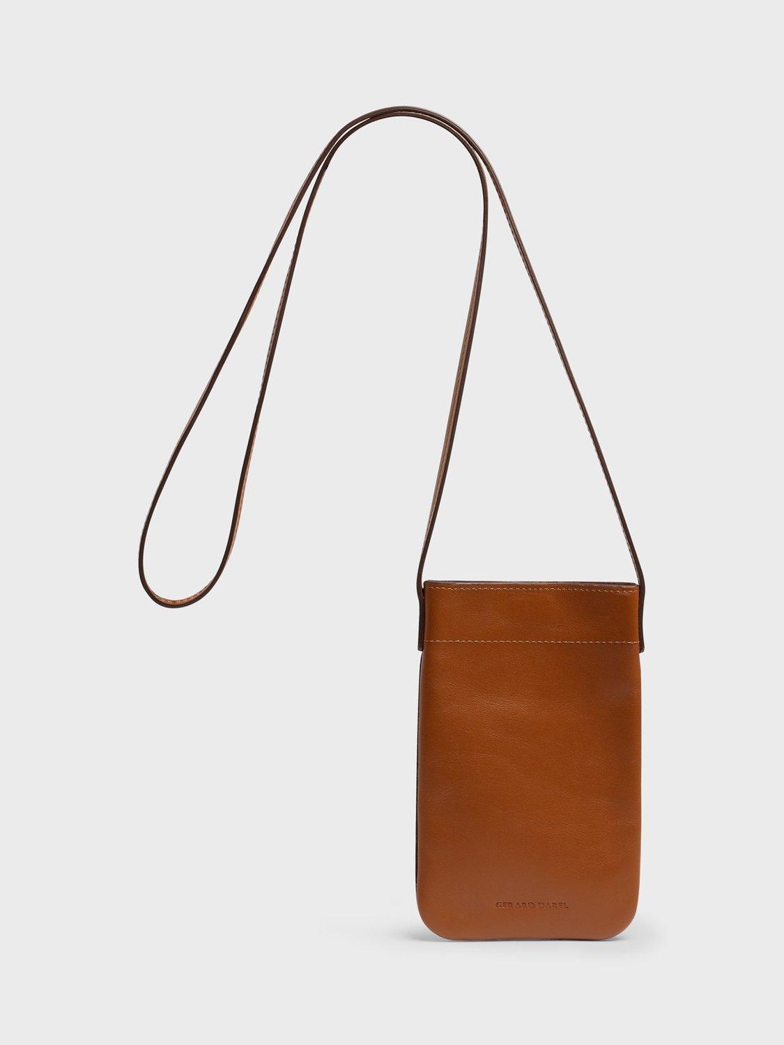 Gerard Darel Ladyphone Small Smooth Leather Bag, Cognac, One Size