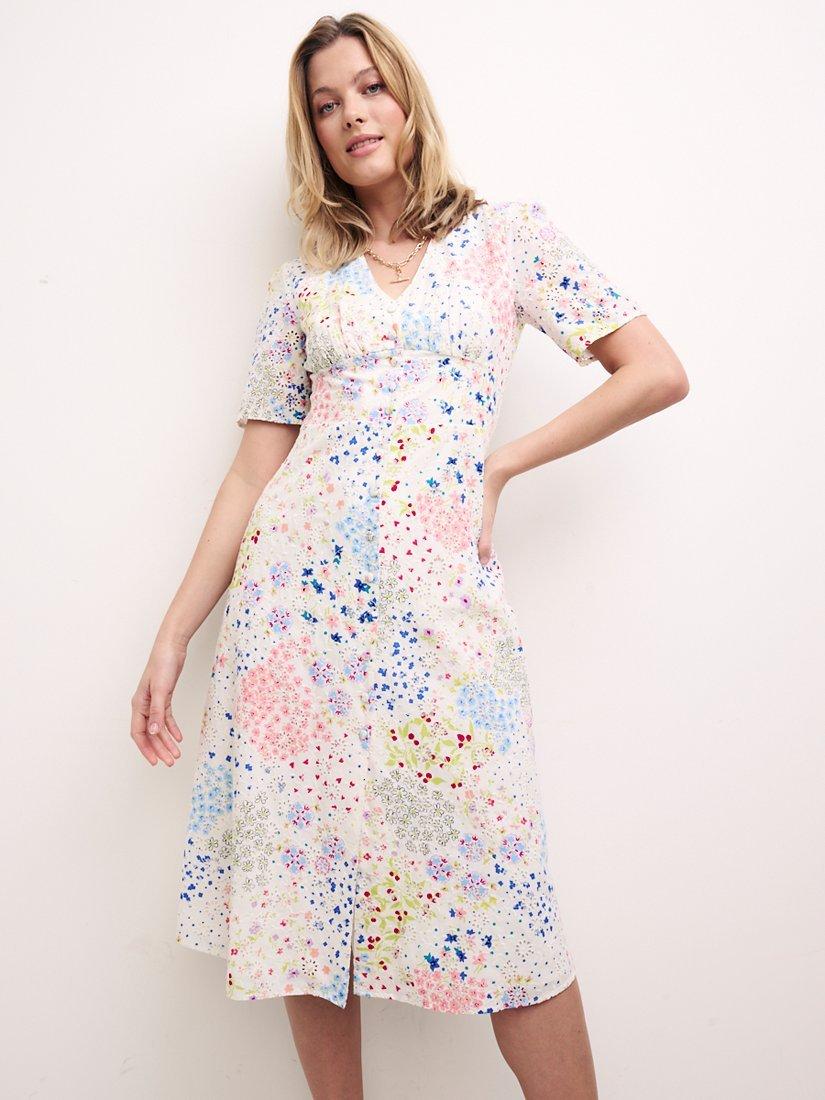 Nobody's Child Alexa Broderie Sketched Floral Tea Dress, Multi