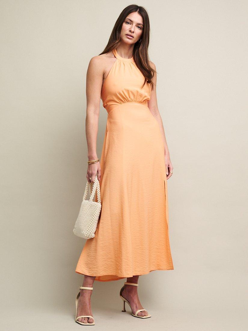 Nobody's Child Holly Plain Halterneck Dress, Orange