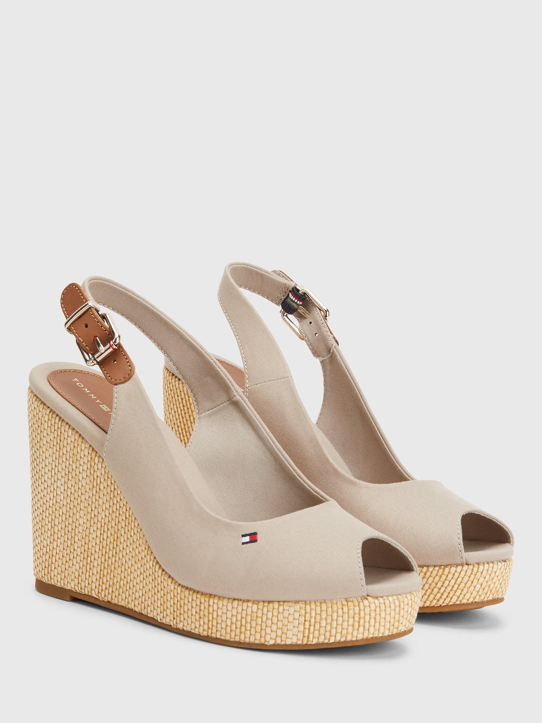 Tommy Hilfiger Elena Sling Back Wedge Sandals, Stone