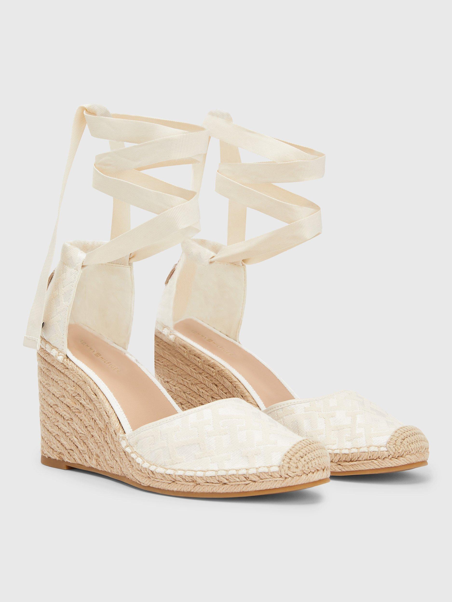 Tommy Hilfiger Monogram Wedge Espadrilles, White Denim