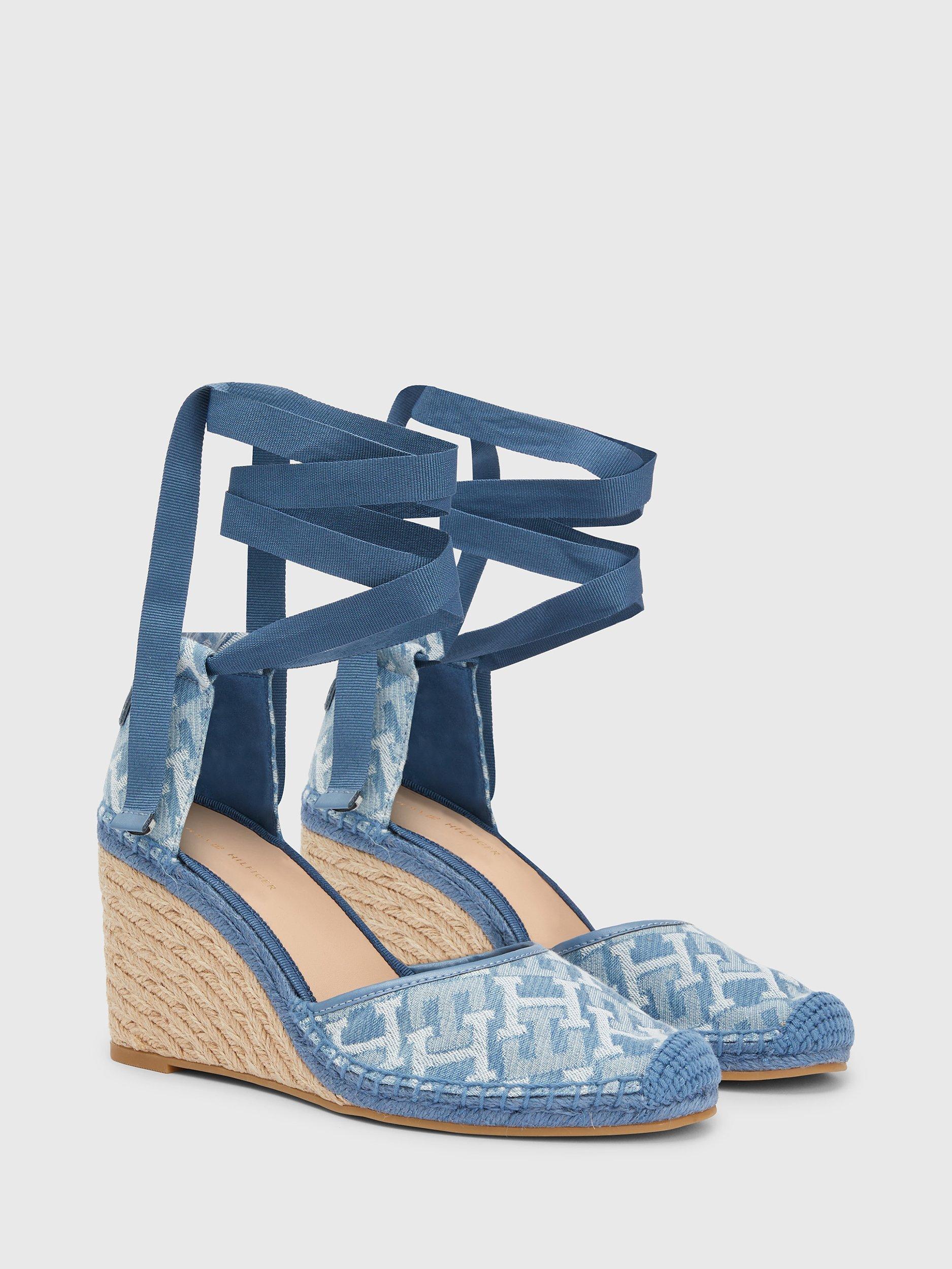 Tommy Hilfiger Monogram Wedge Espadrilles, Blue Denim