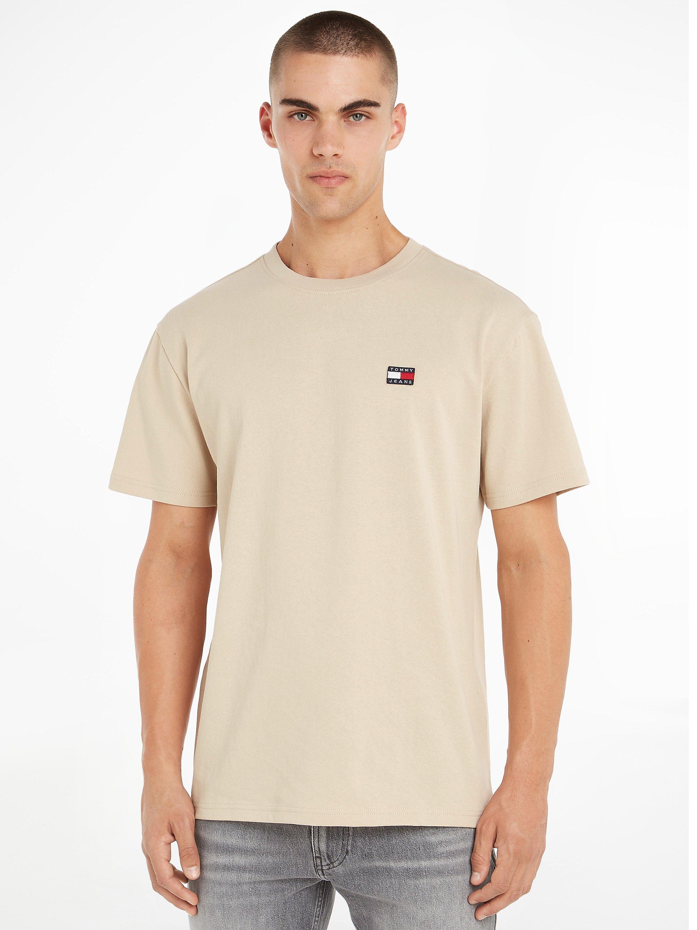 Tommy Jeans Organic Cotton Badge Logo T-Shirt, Classic Beige