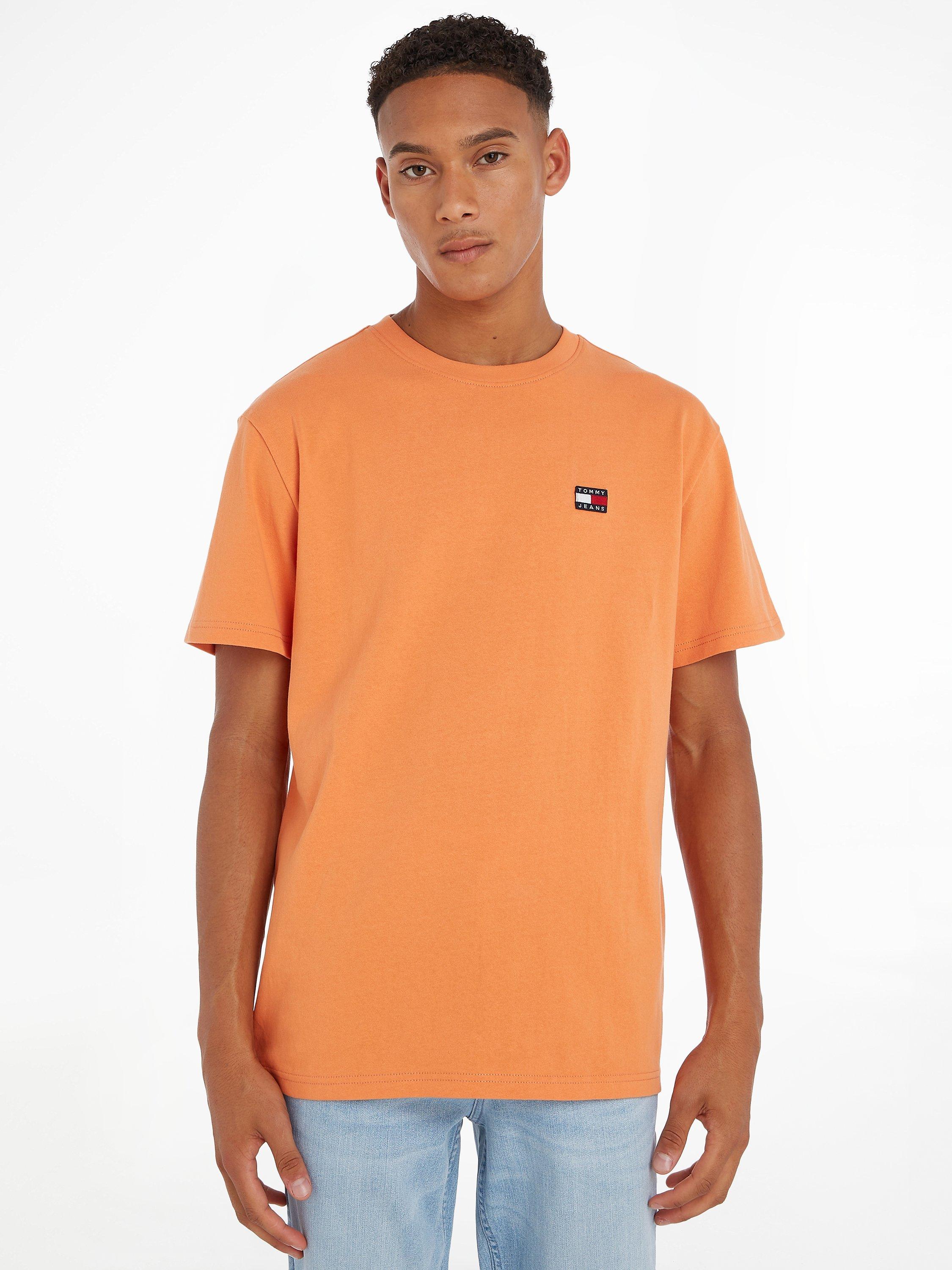 Tommy Jeans Organic Cotton Badge Logo T-Shirt, Citrus Orange