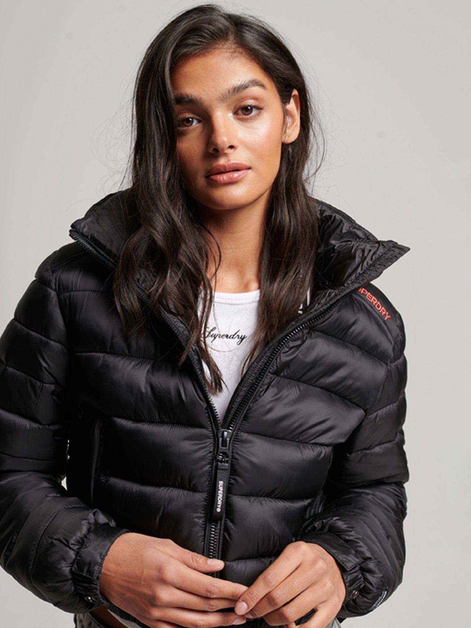 Superdry Lightweight Cropped Sport Padded Jacket, Black