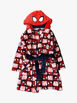 Brand Threads Kids' Spiderman Dressing Gown, Red/Multi - view 2, Red/Multi