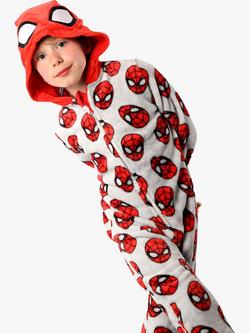 Brand Threads Kids' Spiderman Onesie, Red/Grey, Red/Grey