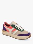 Gola Classics Raven Lace Up Trainers, Wheat/Coral/Purple