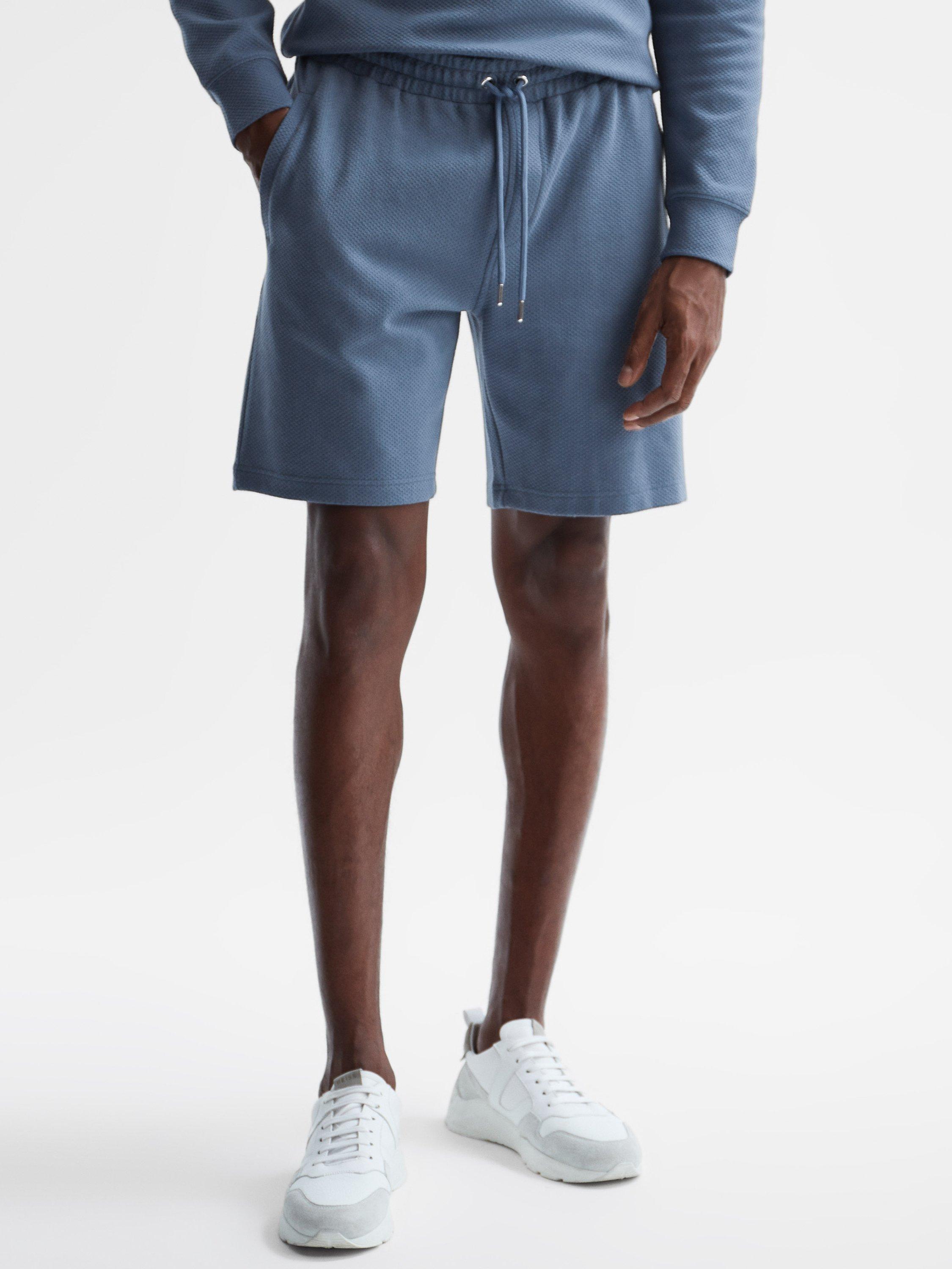 Reiss Robin Drawstring Jersey Sweat Shorts, Light Blue 