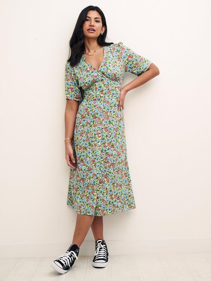 Nobody's Child Petite Alexa Harmony Ditsy Floral Tea Dress, Green