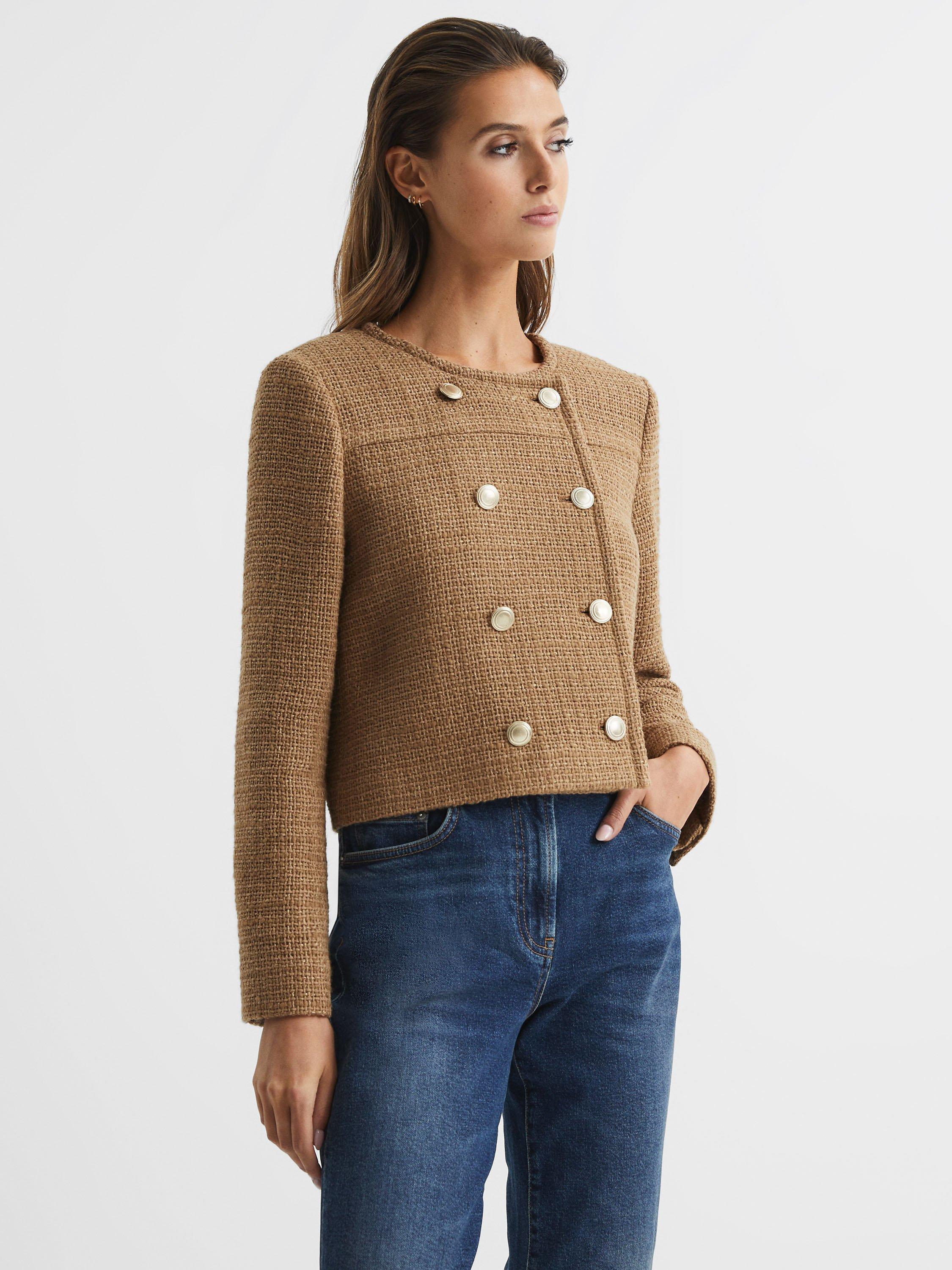 Reiss Esmie Cropped Jacket, Camel