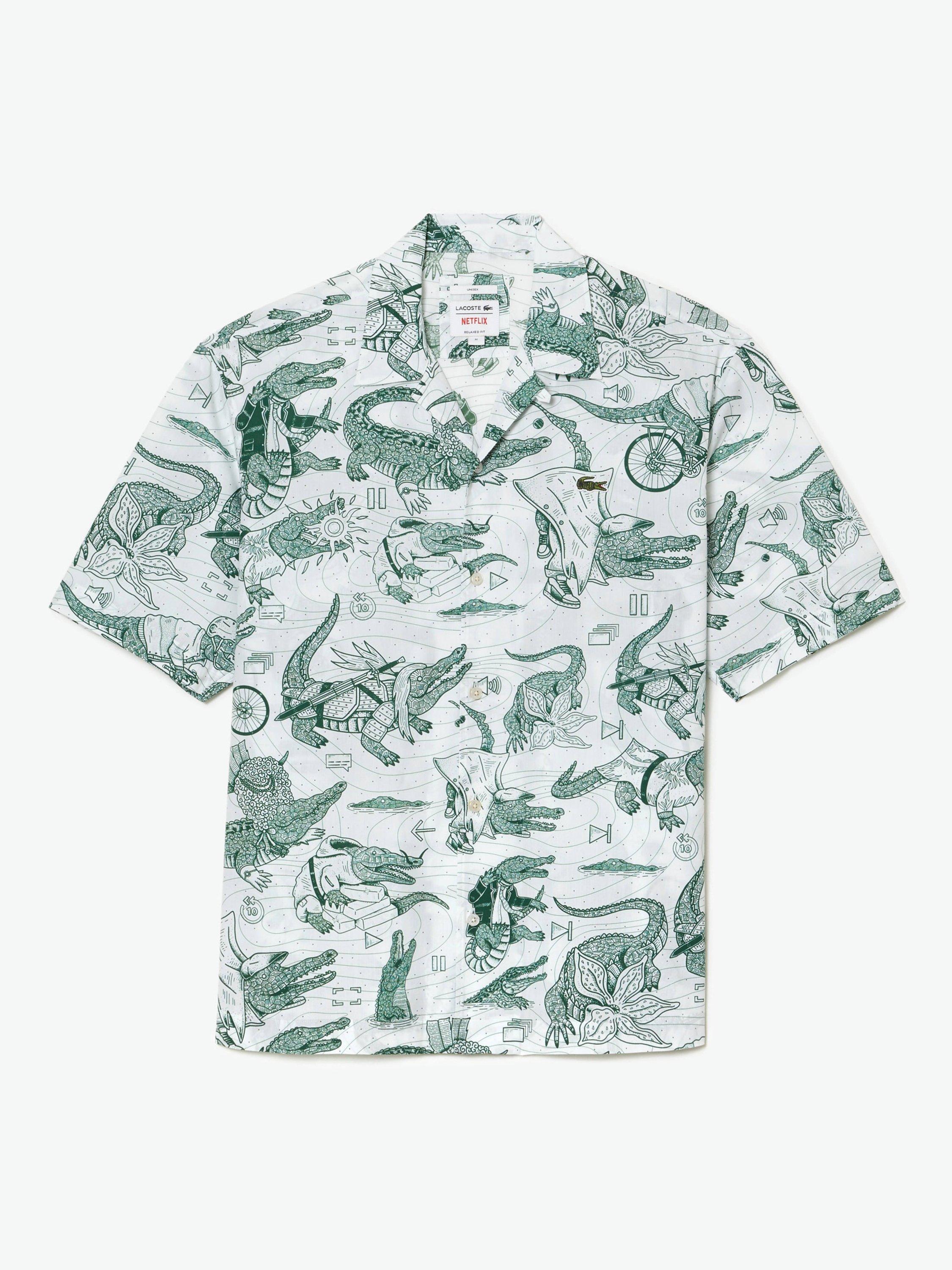 Lacoste x Netflix Stranger Things Organic Cotton Stranger Things Cuban Collar Shirt, C50