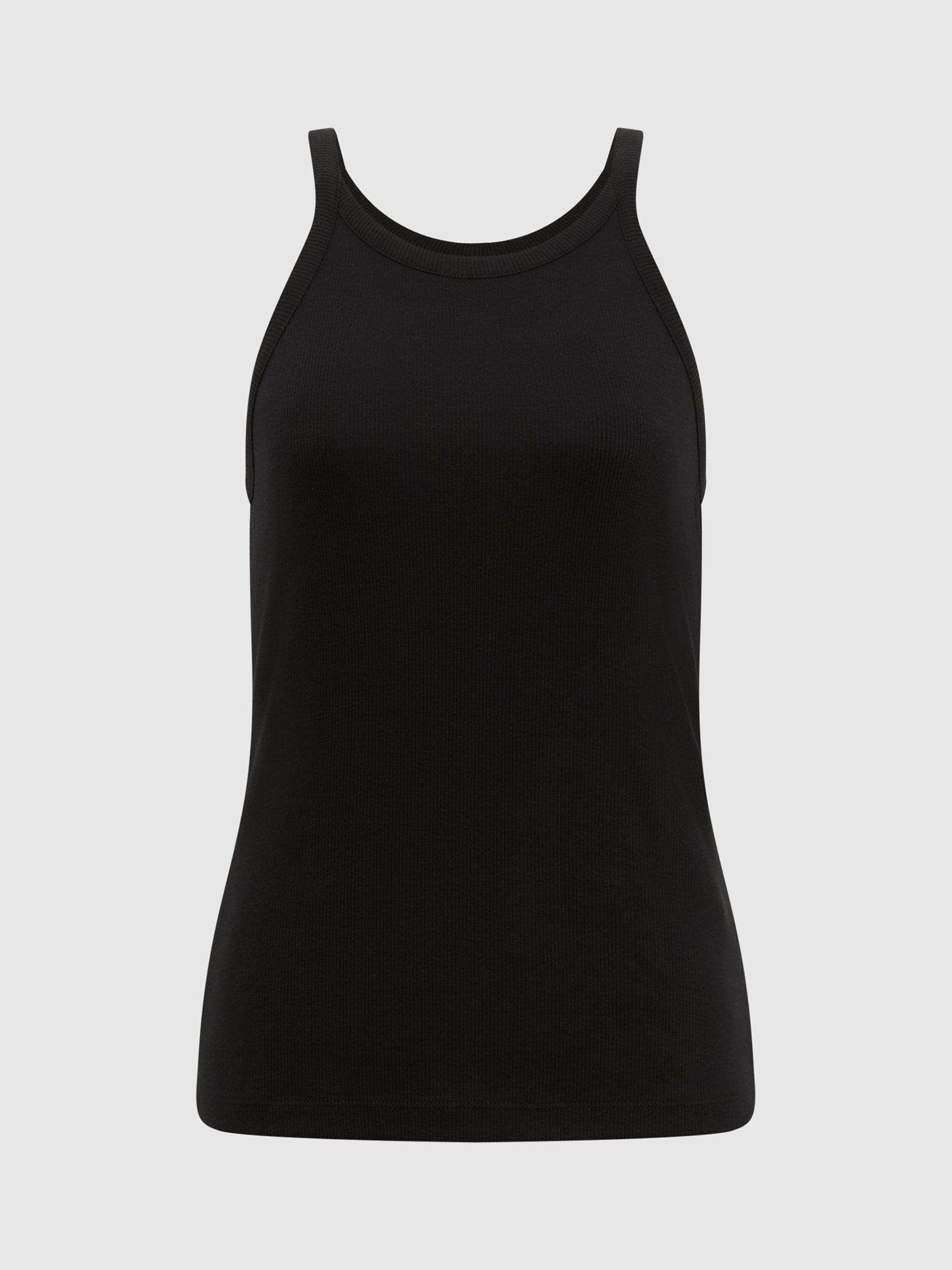 Reiss Louisa Rib Cami Top, Black
