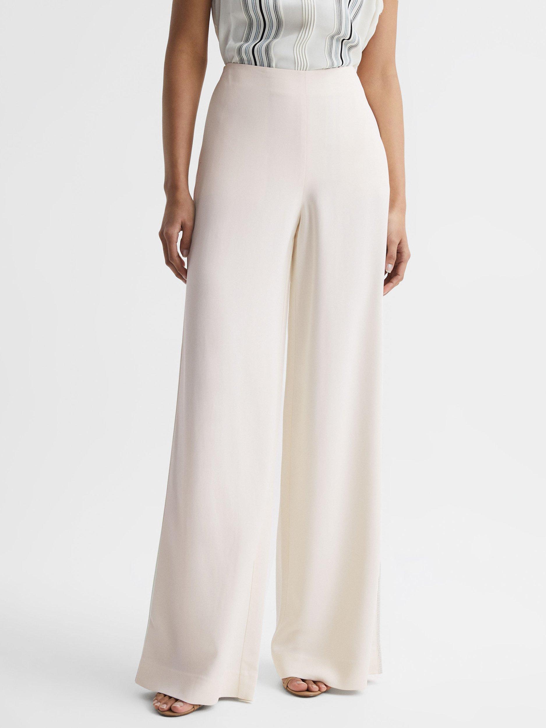 Reiss Carlie Wide Leg Trousers, Natural Cream