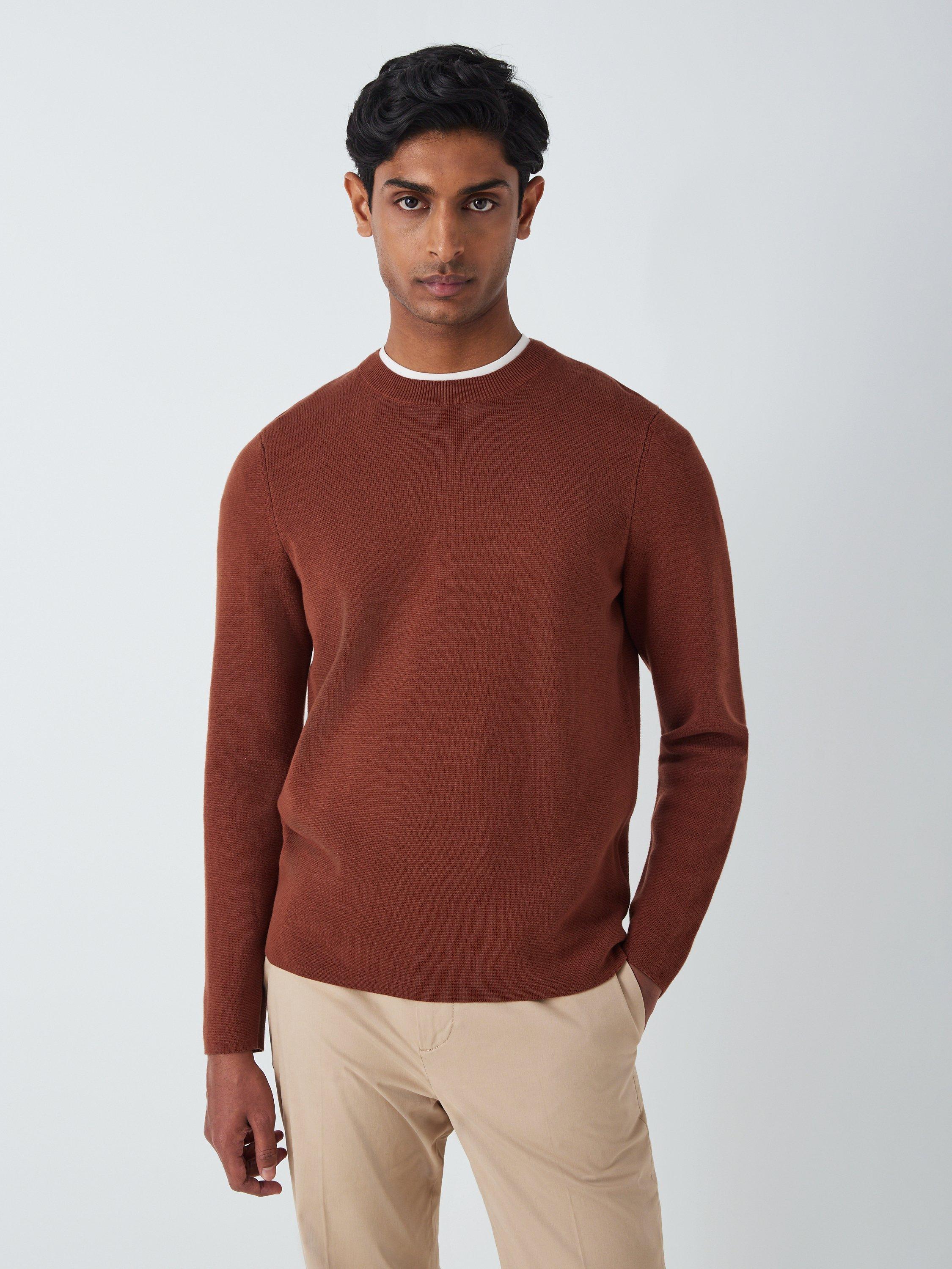 Kin Milano Stitch Cotton Crew Jumper, Tortoise Shell